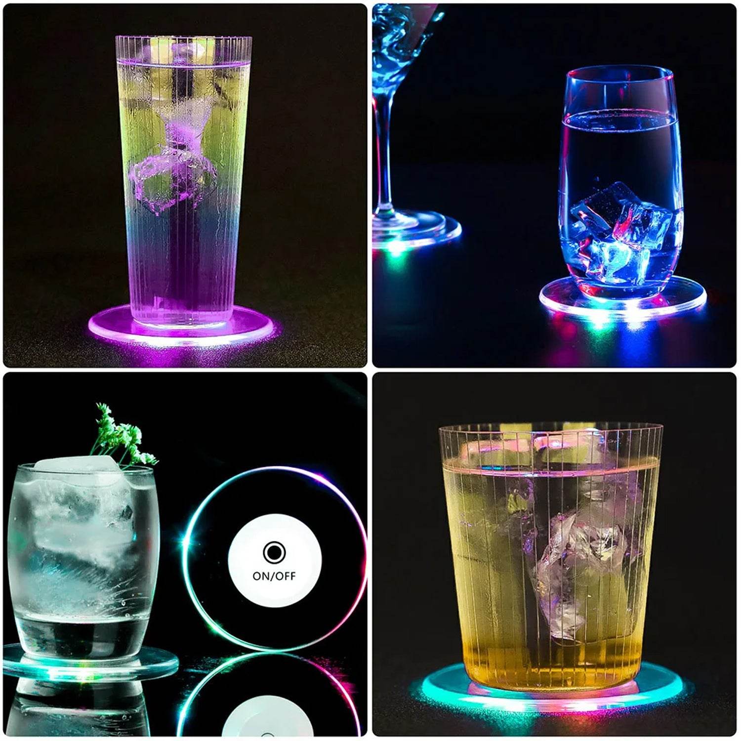 Colorful Led Cocktail Coaster Round Ultra-thin Led Drink Coaster (1 Pc) - 9XShoppy
