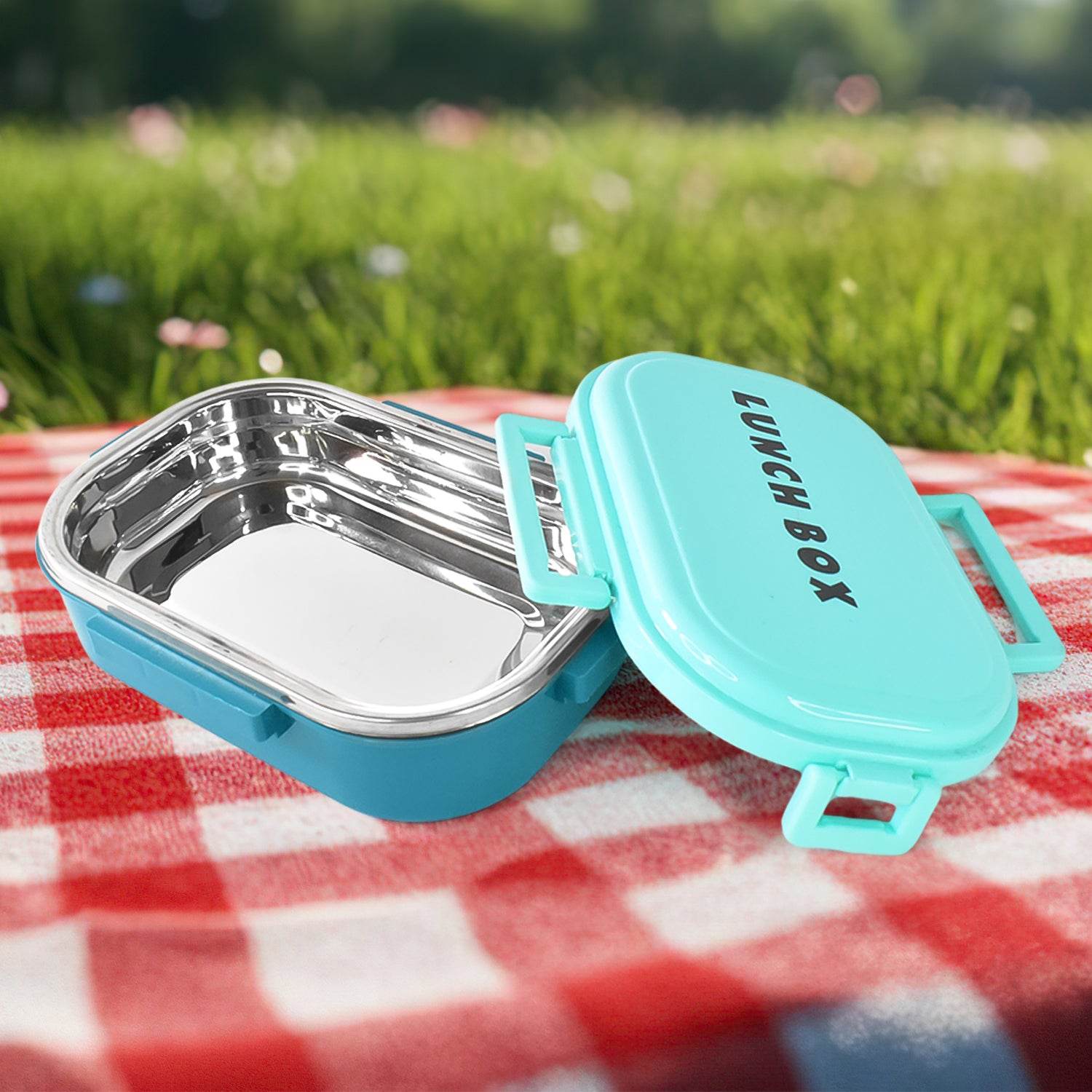 3 In 1 Spicy Bite Stainless Steel Lunch Box With Plastic Small Box Spoon (1 Set) - 9XShoppy