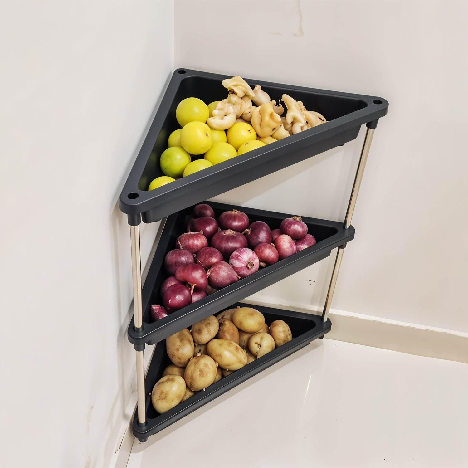 3-layer Multipurpose Plastic Corner Storage Rack - 9XShoppy