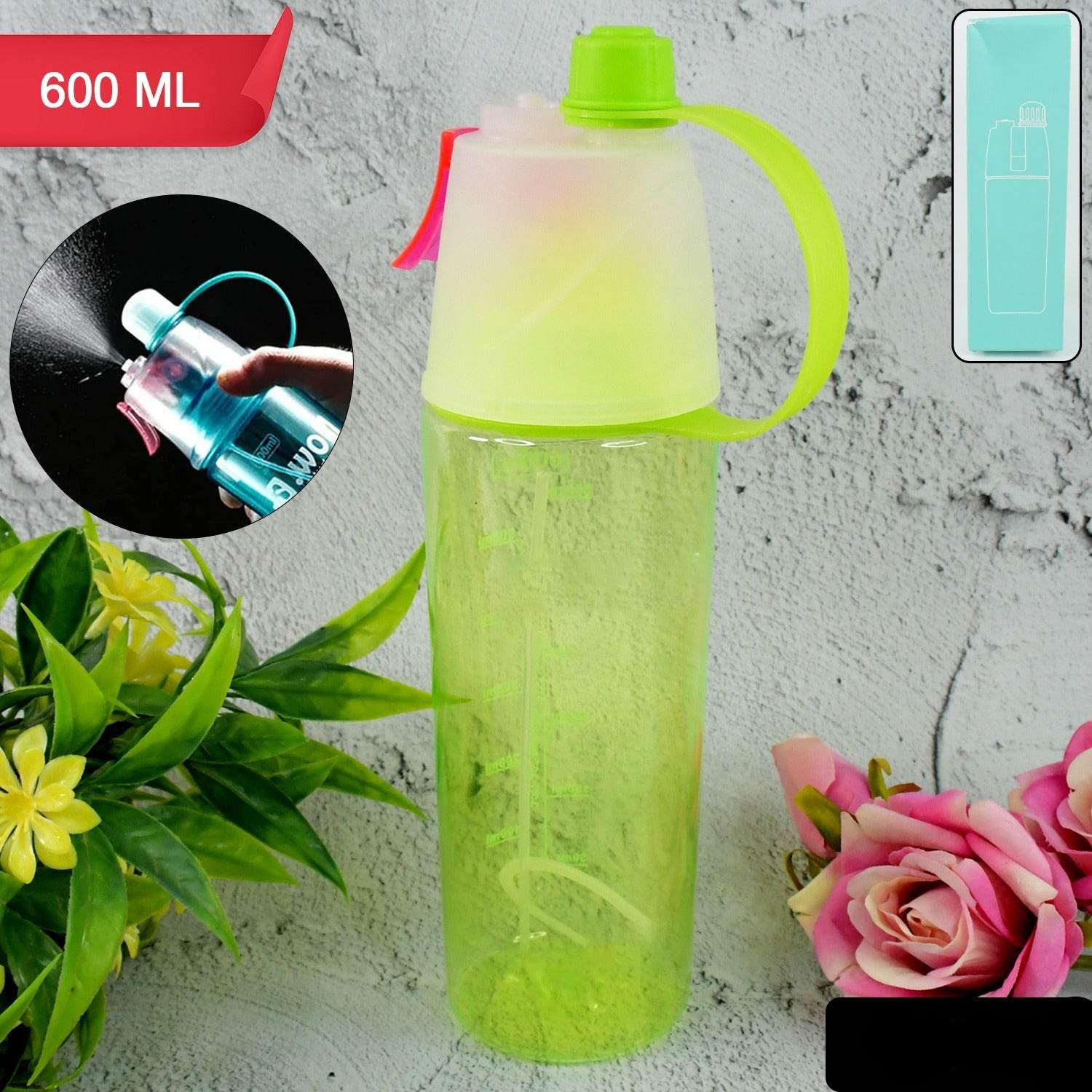 Plastic 2 In 1 Mist Spray Water Bottle (Multicolour 600 Ml 1 Pc) - 9XShoppy