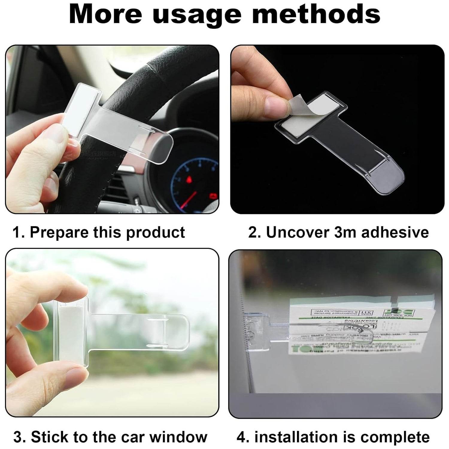 Windscreen Cardholder Fastag Stand Transparent Ticket Holder Car (2 Pc Set) - 9XShoppy