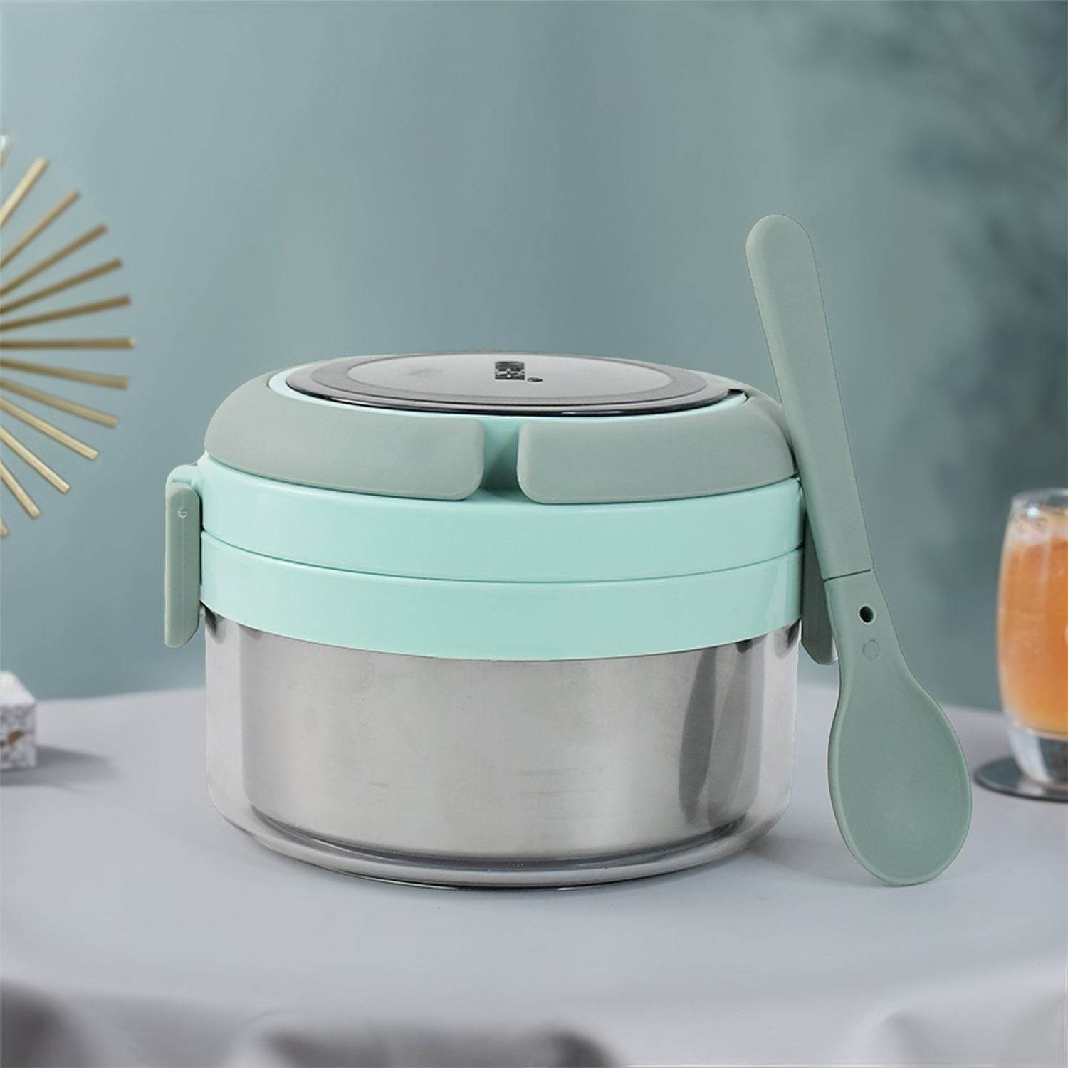 Ganesh Tiara 400ml Stainless Steel Insulated Lunch Box With Leakproof Lid Folding Spoon - 9XShoppy