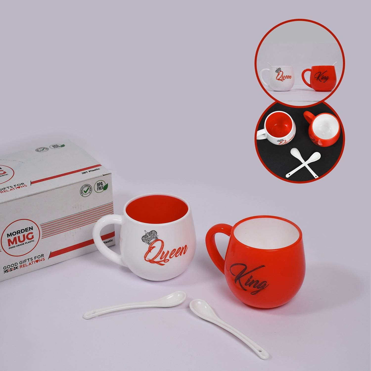 King Queen Printed Couple Matching Coffee tea Plastic Coffee Mug - 9XShoppy