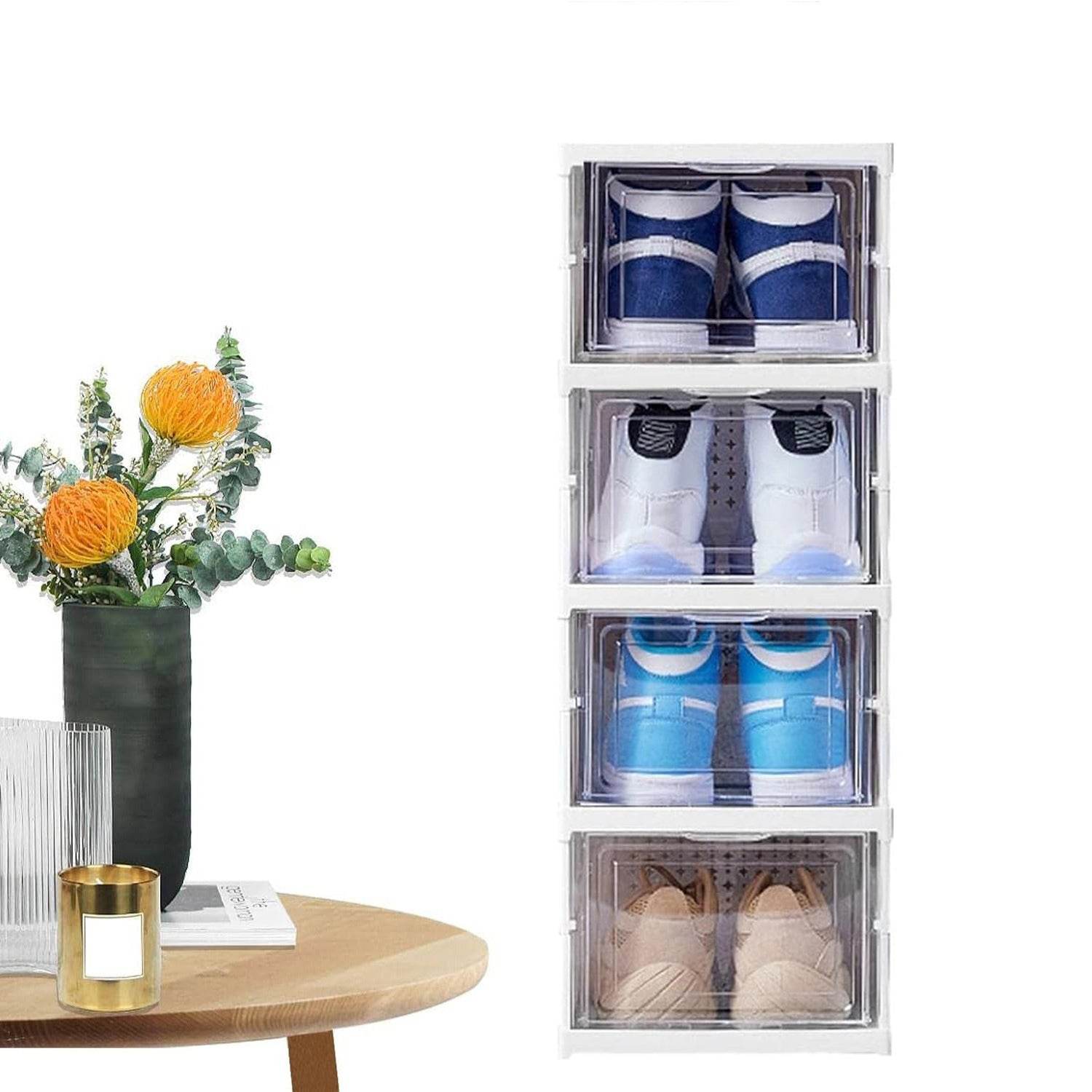 Stackable Multifunctional Storage For Clothes Foldable Drawer Shelf Basket Utility Cart Rack Storage Organizer Cart For Kitchen Pantry Closet Bedroom Bathroom Laundry (4 Layer 1 Pc) - 9XShoppy