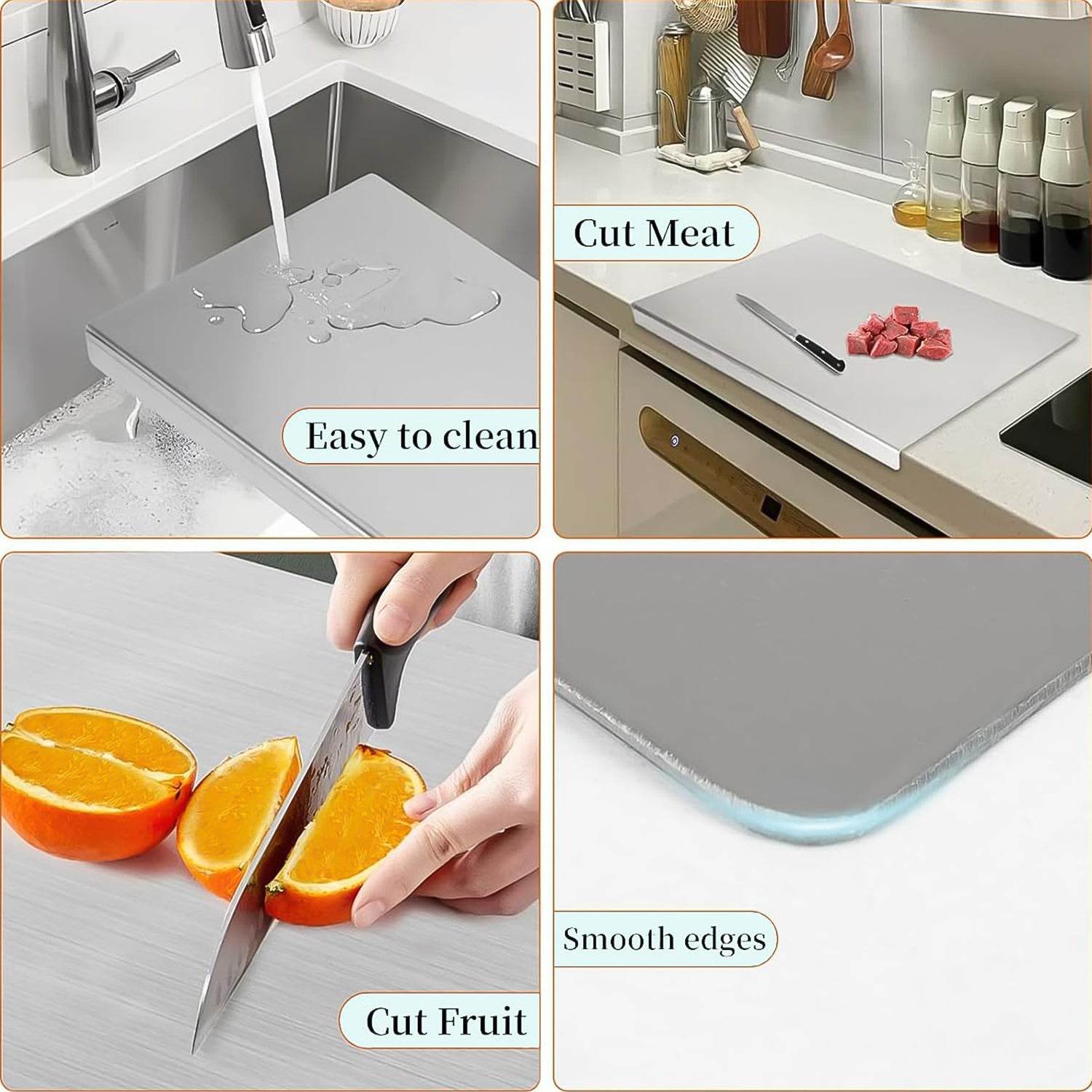 Premium Stainless Steel Anti-bacterial Chopping Board For Kitchen (1 Pc) - 9XShoppy