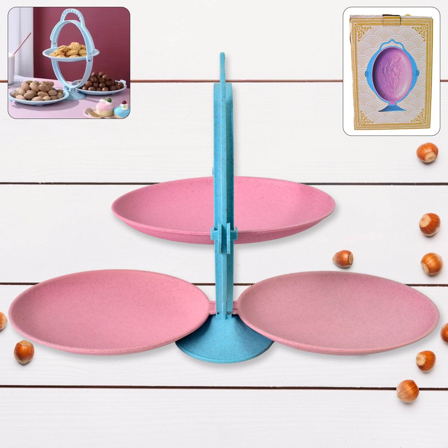 Foldable Fruit Plate Candy Dish Multi Use Mirror Shape Dried Fruit Tray (1 Set) - 9XShoppy