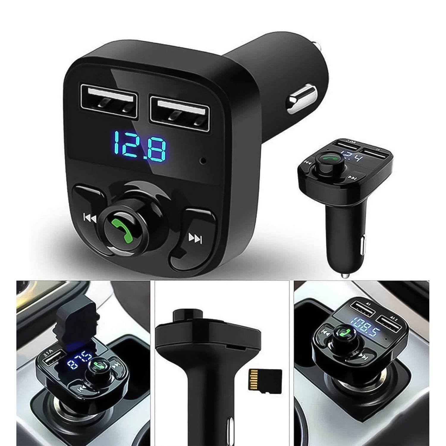 8533 Car-x8 Bluetooth Fm Transmitter Kit For Hands-free Call Receiver Music Player Call Receiver Fast Mobile Charger Ports For All Smartphoneswith 3.1a Quick Charge Dual Usb Car Charger - 9XShoppy