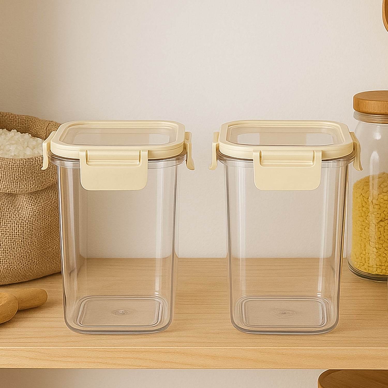 Apex Press N Lock Airtight Kitchen Storage Container Set (2pc1400ml) Approx - 9XShoppy