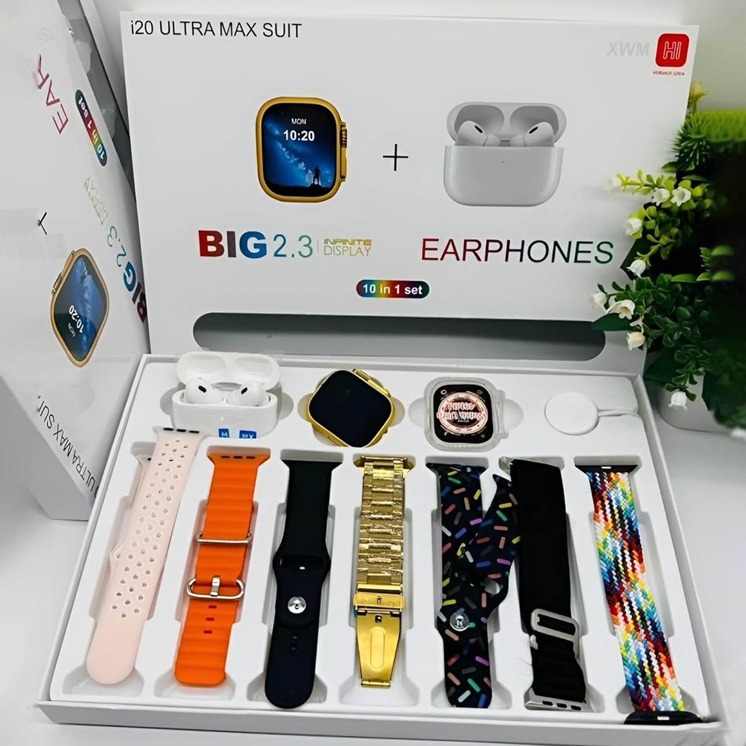 10 In 1 Set Ultra Smart Bluetooth Calling Smartwatch + Earphones - 9XShoppy