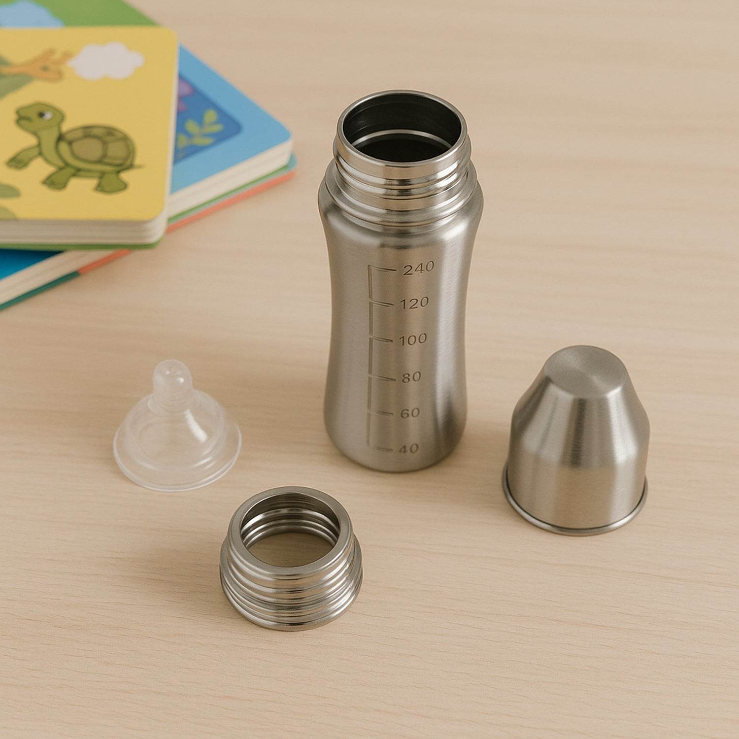 8173 Ganesh Stainless Steel Baby Feeding Bottle Milk Bottle For New Born Infants Toddler Up To 3 Years Bfa Free (250 Ml Approx) - 9XShoppy