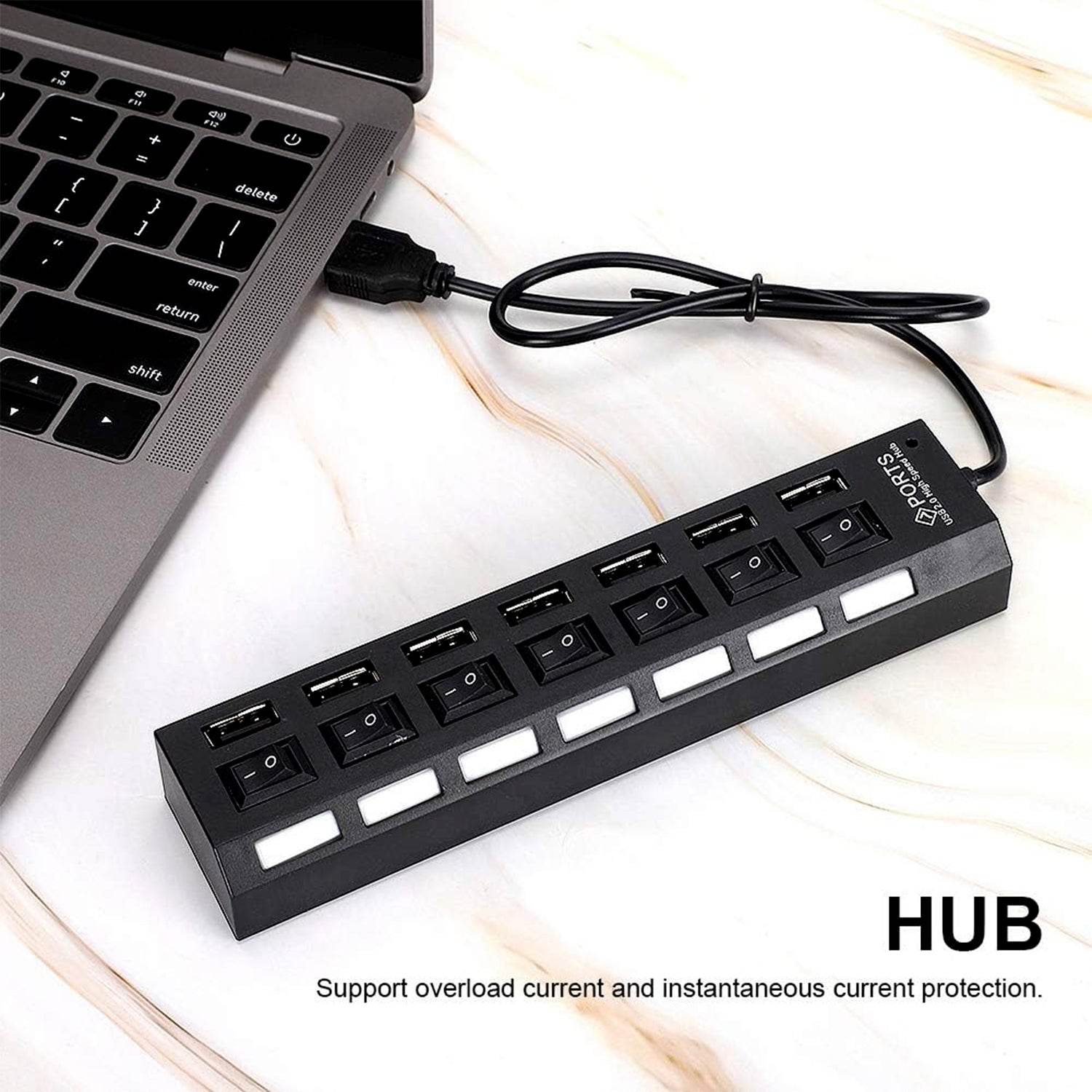 6994 Usb Splitter Multi Port Usb 2.0 Hub 7 Port With Independent Onoff Switch And Led Indicators Usb A Port Data Hub Suitable For Pc Computer Keyboard Laptop Mobile Hdd Flash Drive Camera Etc - 9XShoppy