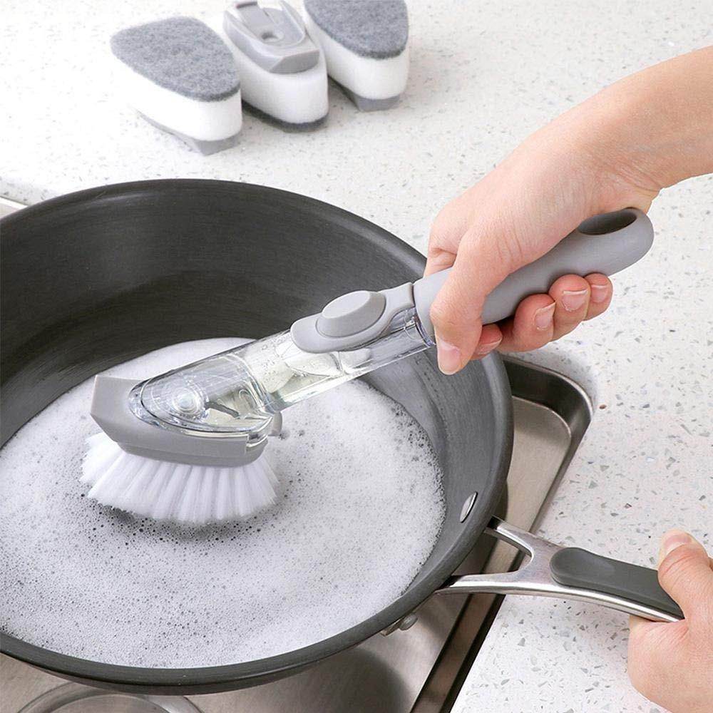 Automatic Liquid Dispenser Dish Clean Brush Scrubber - 9XShoppy