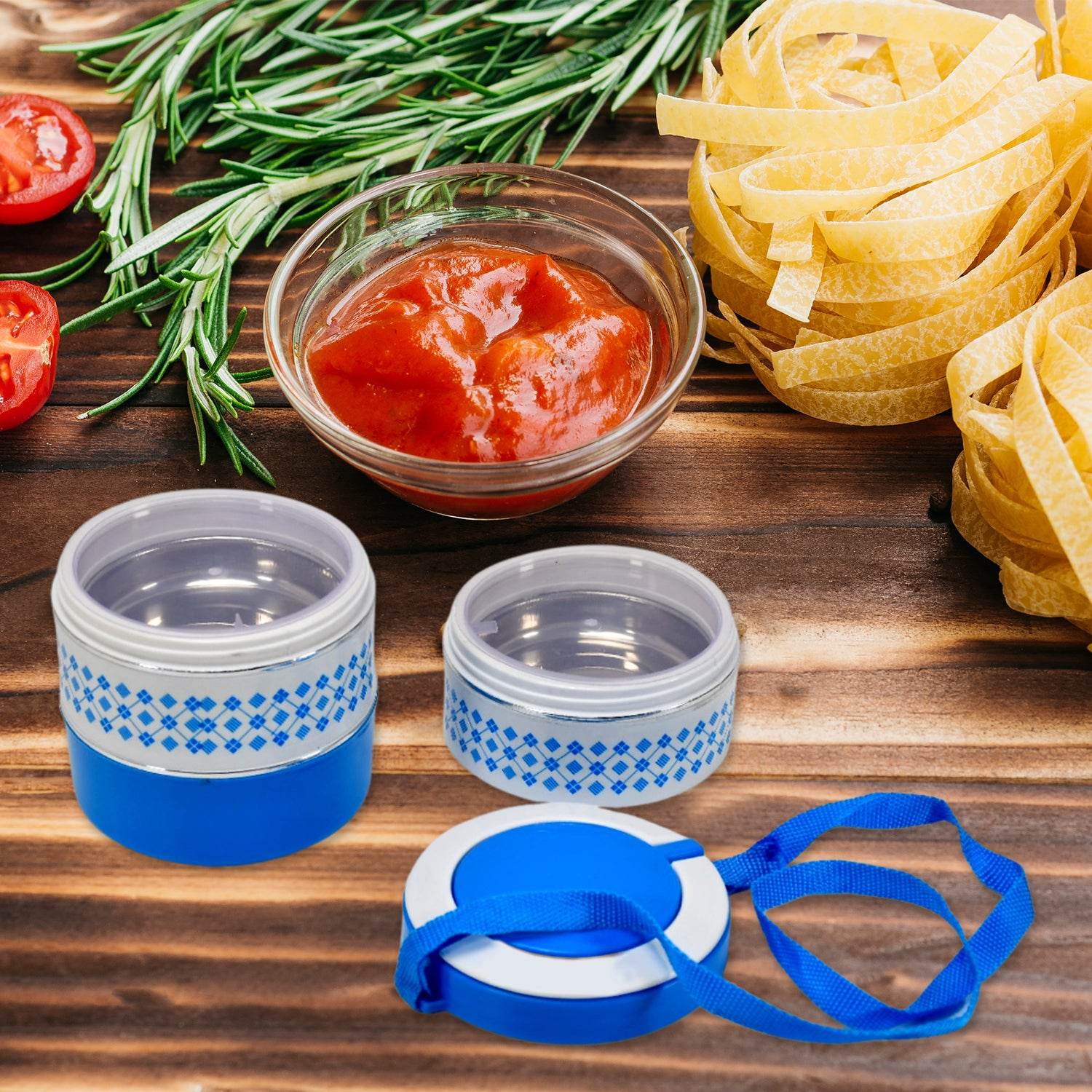 3 Layer Adjustable Insulated Tiffin Set Of 1 Blue 3 Containers Lunch Box - 9XShoppy