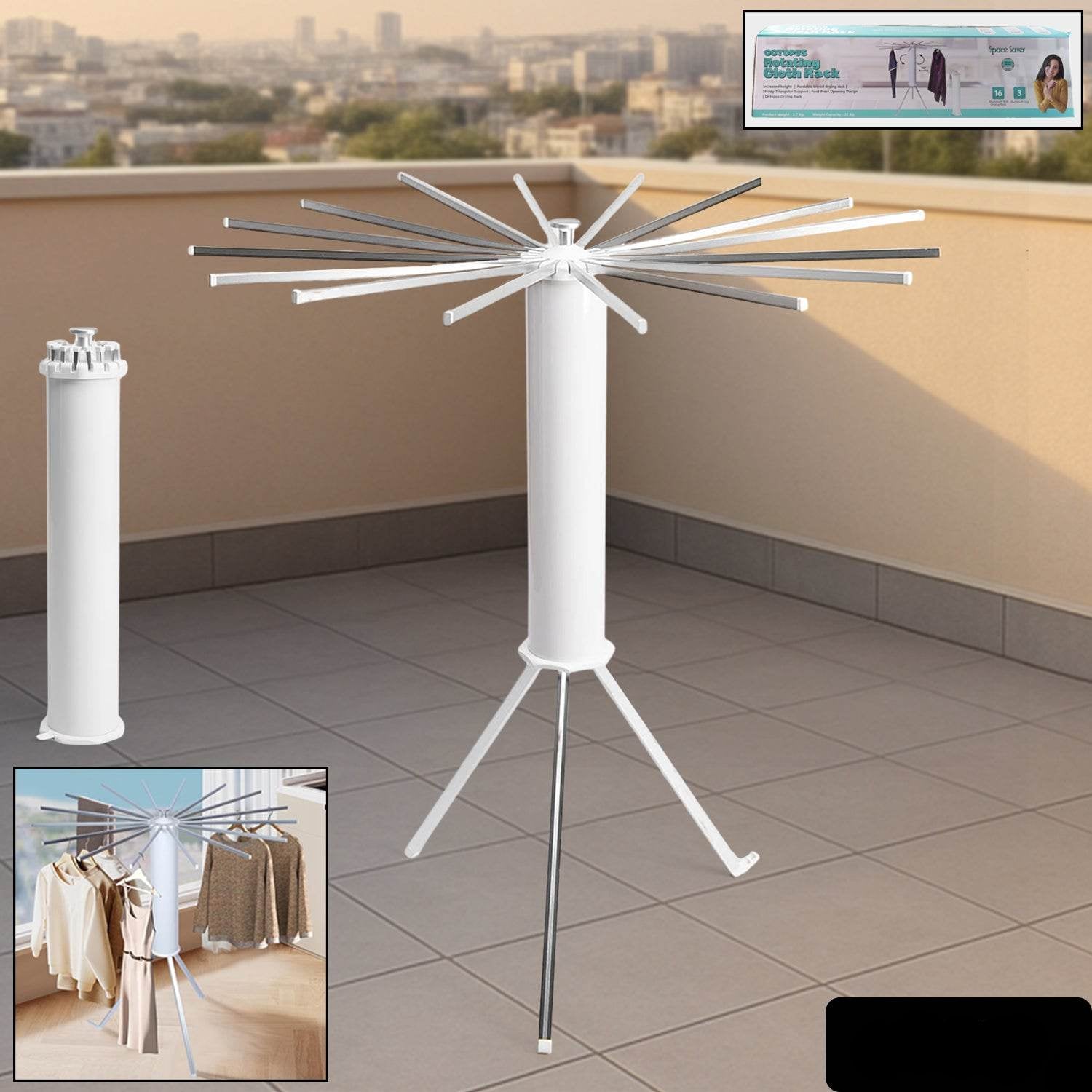 Foldable Rotary Clothes Drying Rack Stand (1 Pc) - 9XShoppy