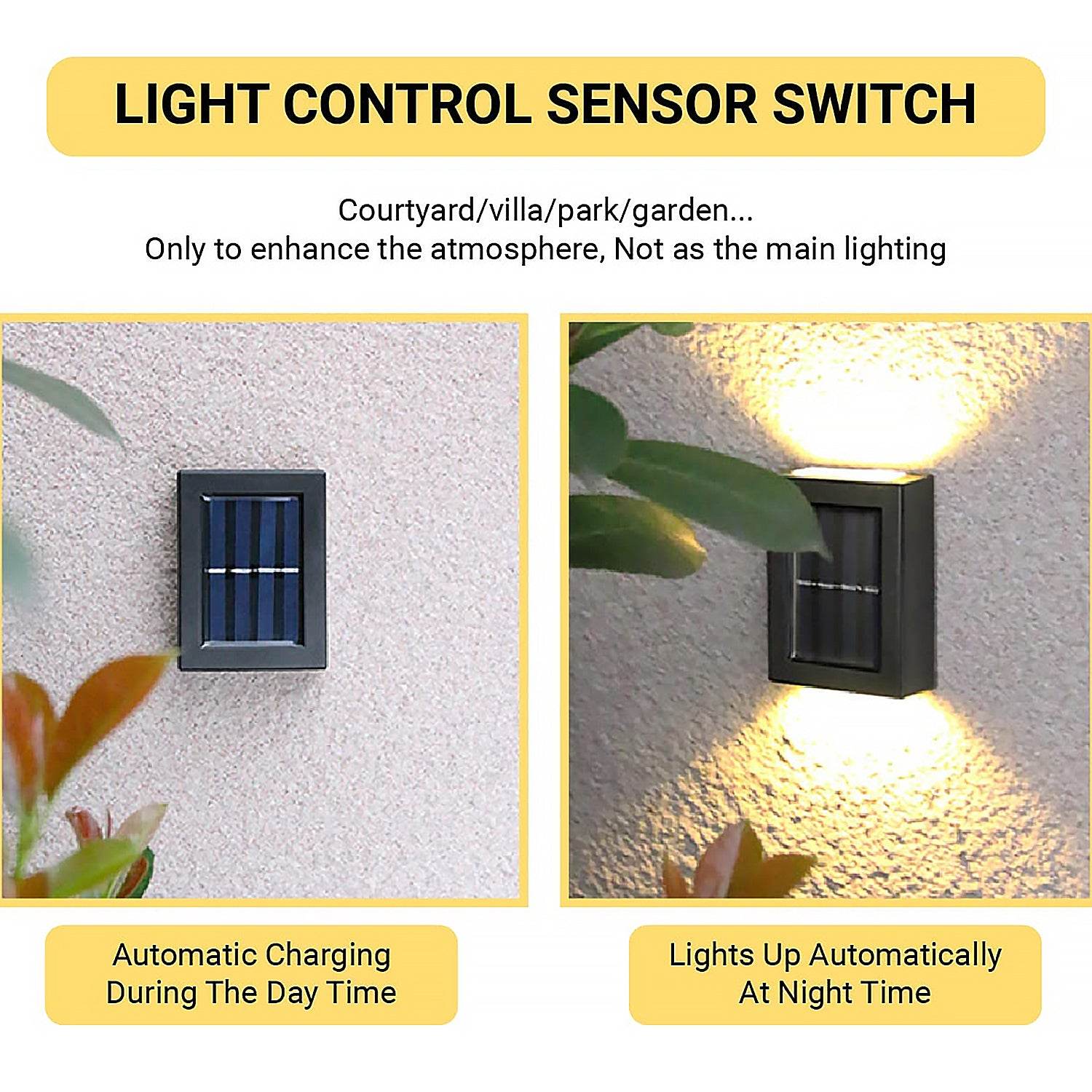 9536 Solar Wall Lights Small Fence Lights Solar Powered Up Down Led Porch Light Garden Lights Outdoor Solar Landscape Lights Waterproof Light (1 Pc) - 9XShoppy