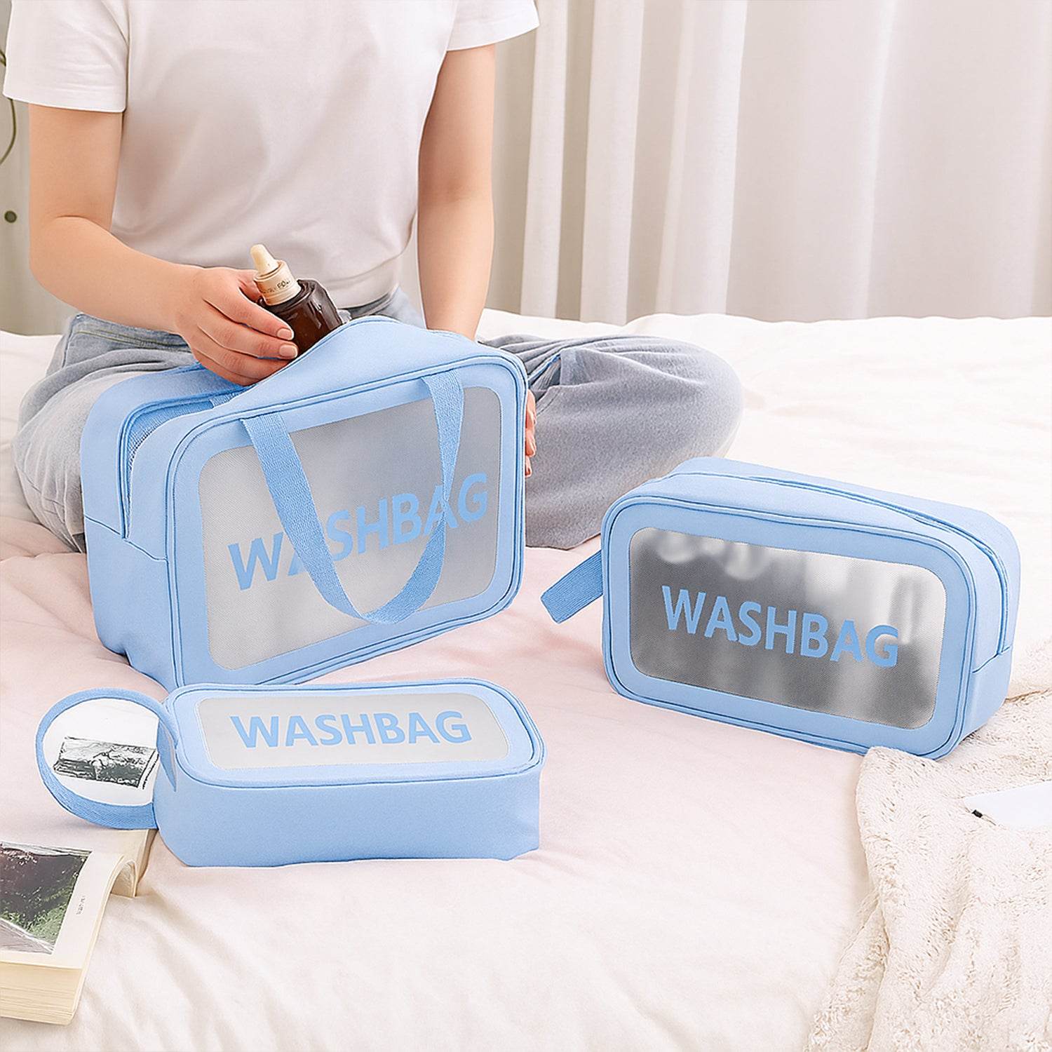 3-in-1 Waterproof Transparent Travel Toiletry Bag Set - 9XShoppy