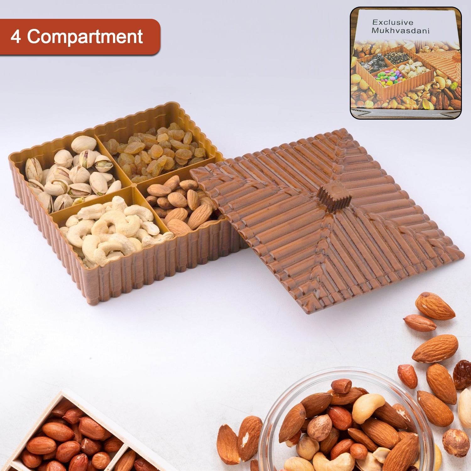 Plastic Multipurpose Dry Fruit Chocolates Mouth Box (1 Pc) - 9XShoppy
