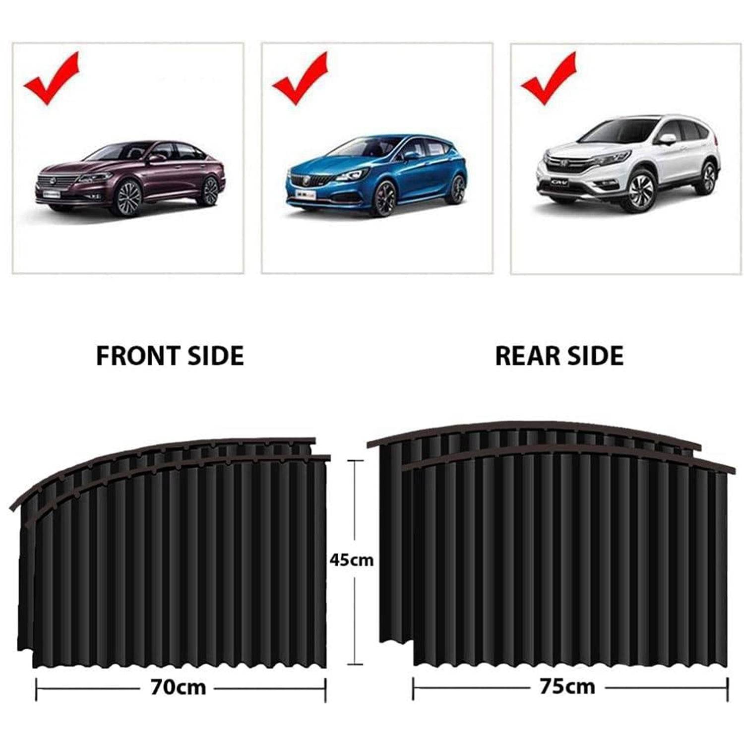 Curtain For Car Window Heat Sunshade Protection (4 Pcs With Curtain Hook Adhesive Tap Set) - 9XShoppy
