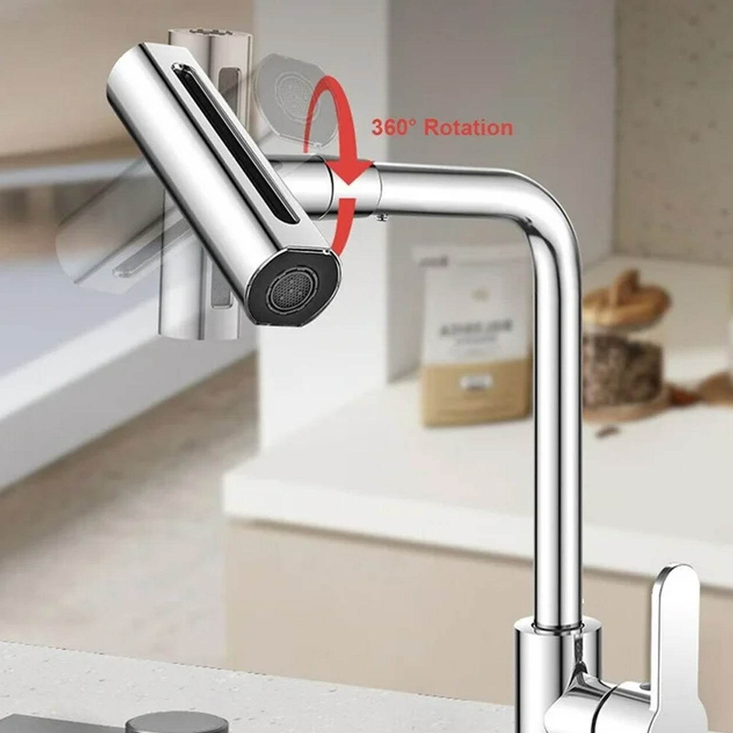 Multifunction Shower Waterfall Kitchen Faucet 360 Rotation Waterfall Kitchen Faucet Touch Kitchen Faucet Faucet Extender For Kitchen Sink Swivel Waterfall Kitchen Faucet For Washing Vegetable Fruit (4 In 1 ) - 9XShoppy