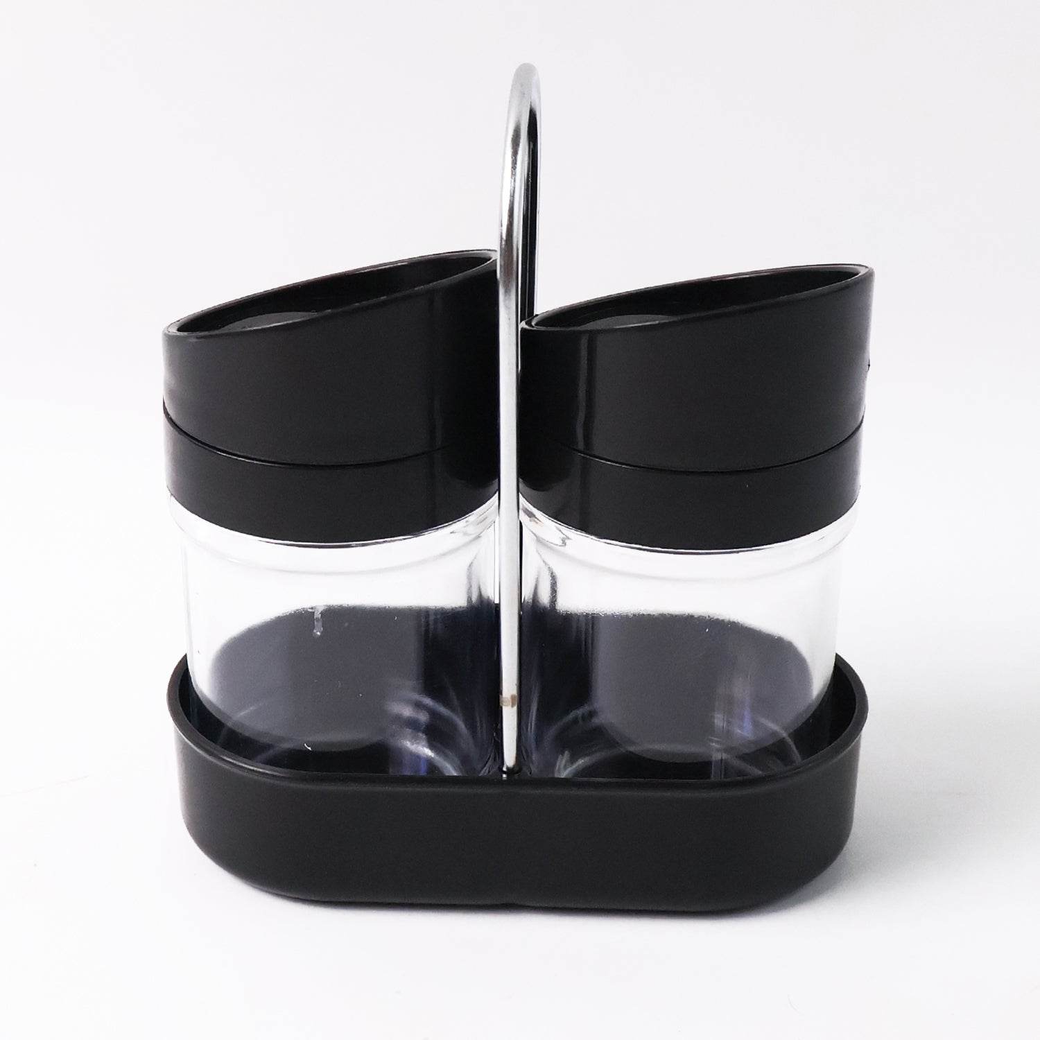 Apex Helix Salt N Pepper 2-piece Plastic Jar Set With Stand - 9XShoppy
