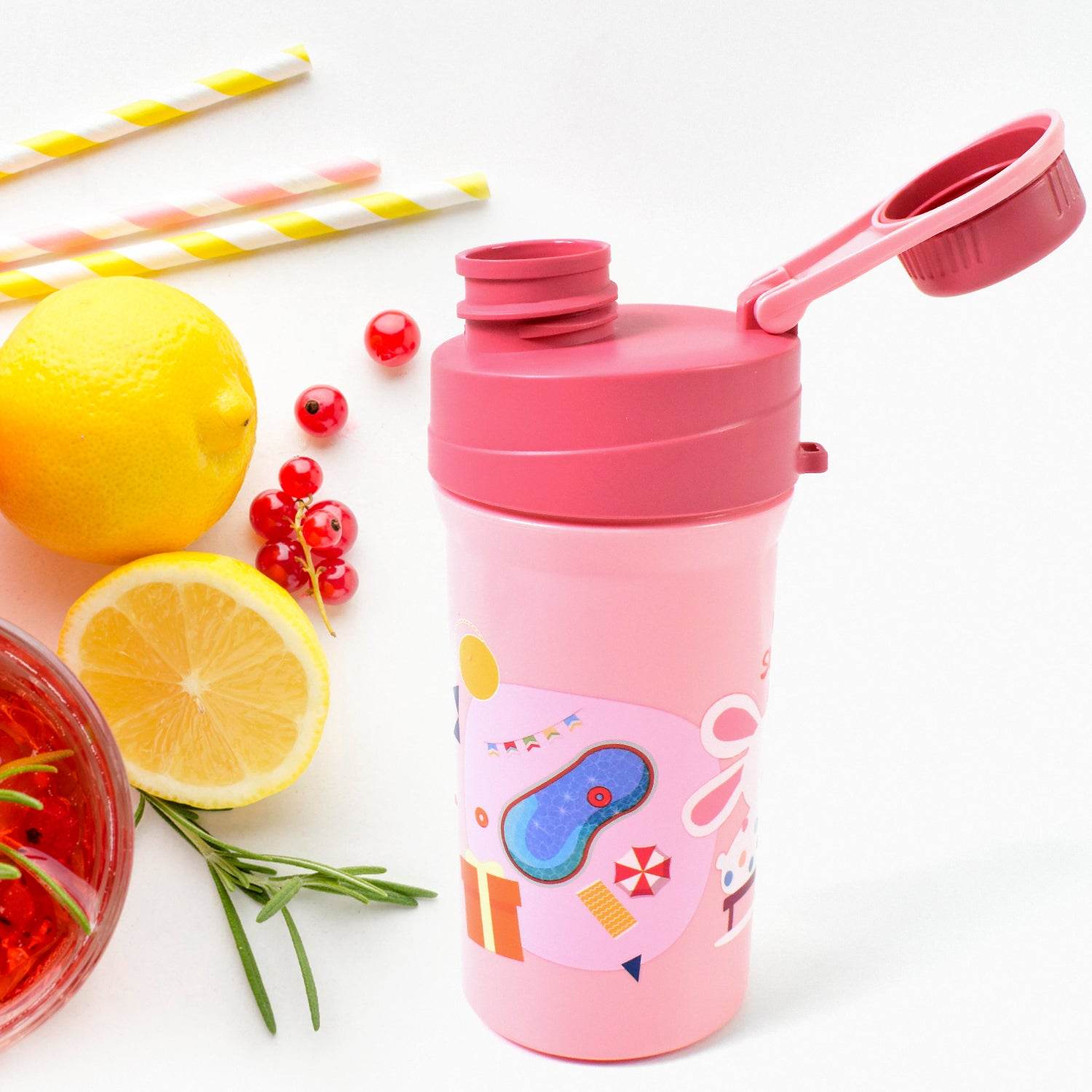 Plastic Lunch Box Leak Proof 2 Compartment With Bottle And Fork (1 Set Mix Color) - 9XShoppy