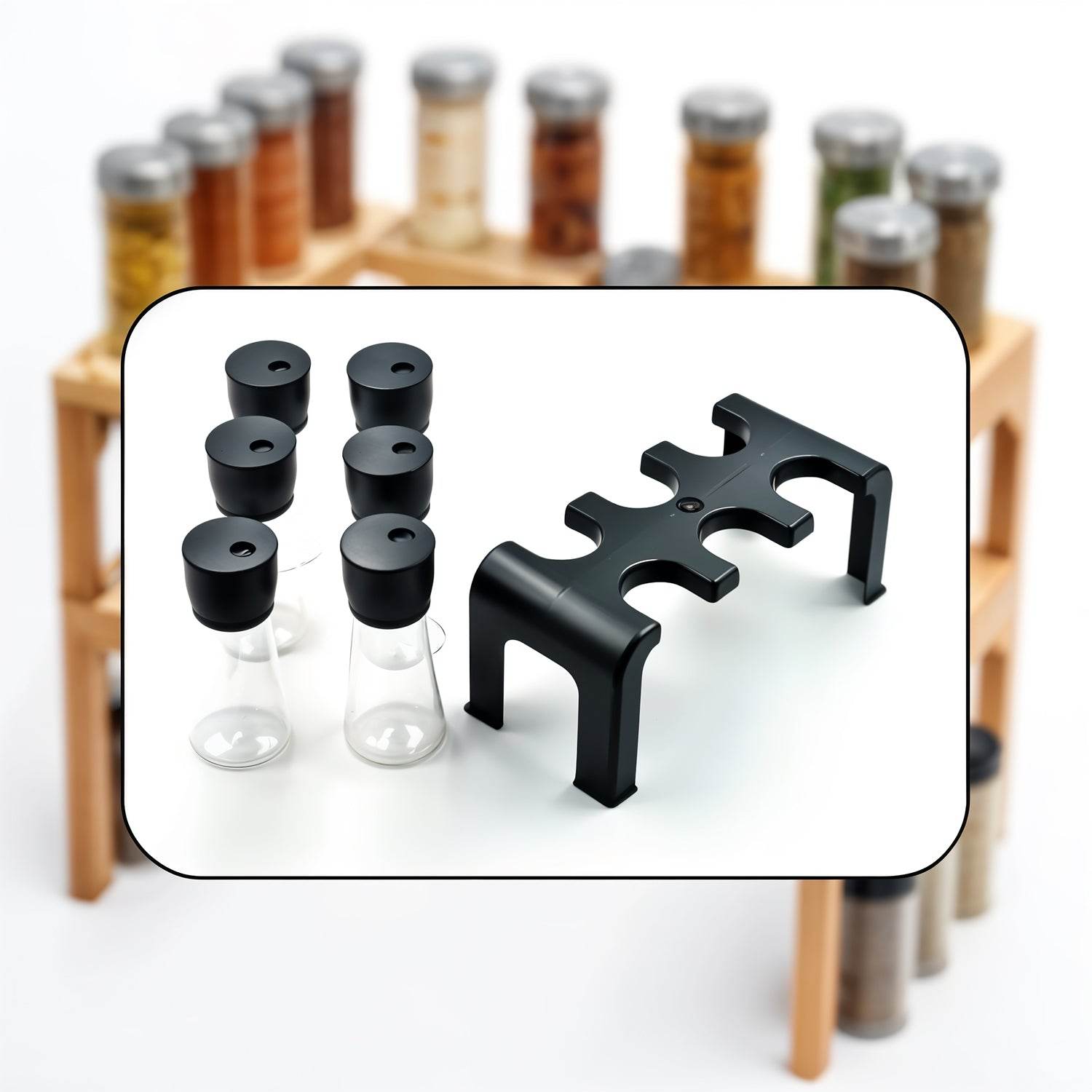 6-piece Plastic Spice Jar Set With Stand - 9XShoppy