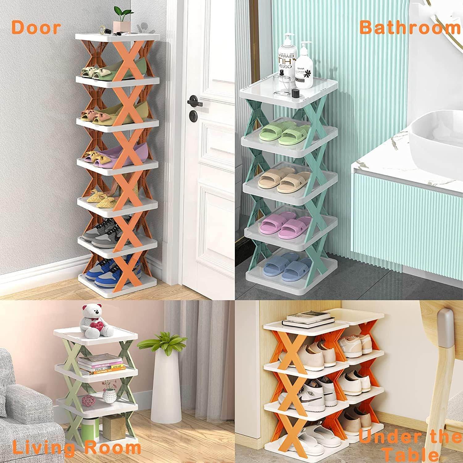 6 Layer Shoe Rack Design Lightweight Adjustable Plastic Foldable Shoe Cabinet Storage Portable Folding Space Saving Shoe Organizer Home And Office - 9XShoppy