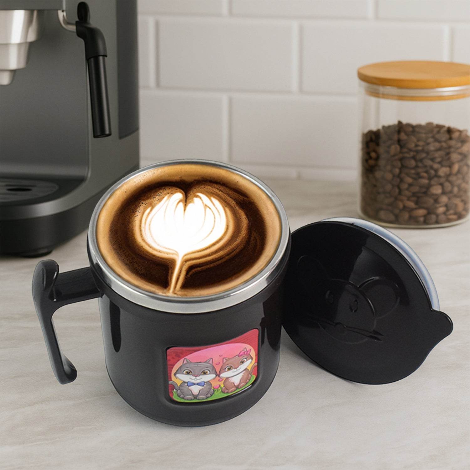 Apex Cat Mug 250 Ml Stainless Steel Insulated Inner With Cute Cat Print - 9XShoppy