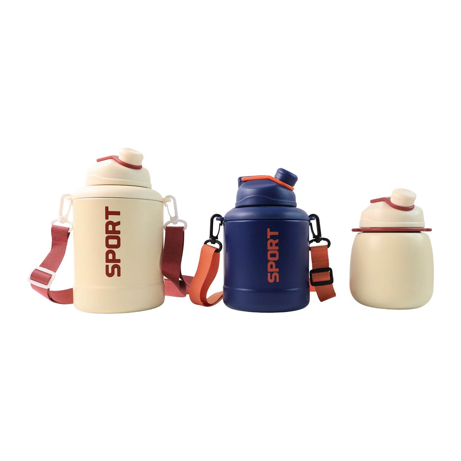 Sports Vacuum Bottle With Shoulder Strap 1 Pc Stylish Mix Design Size - 9XShoppy