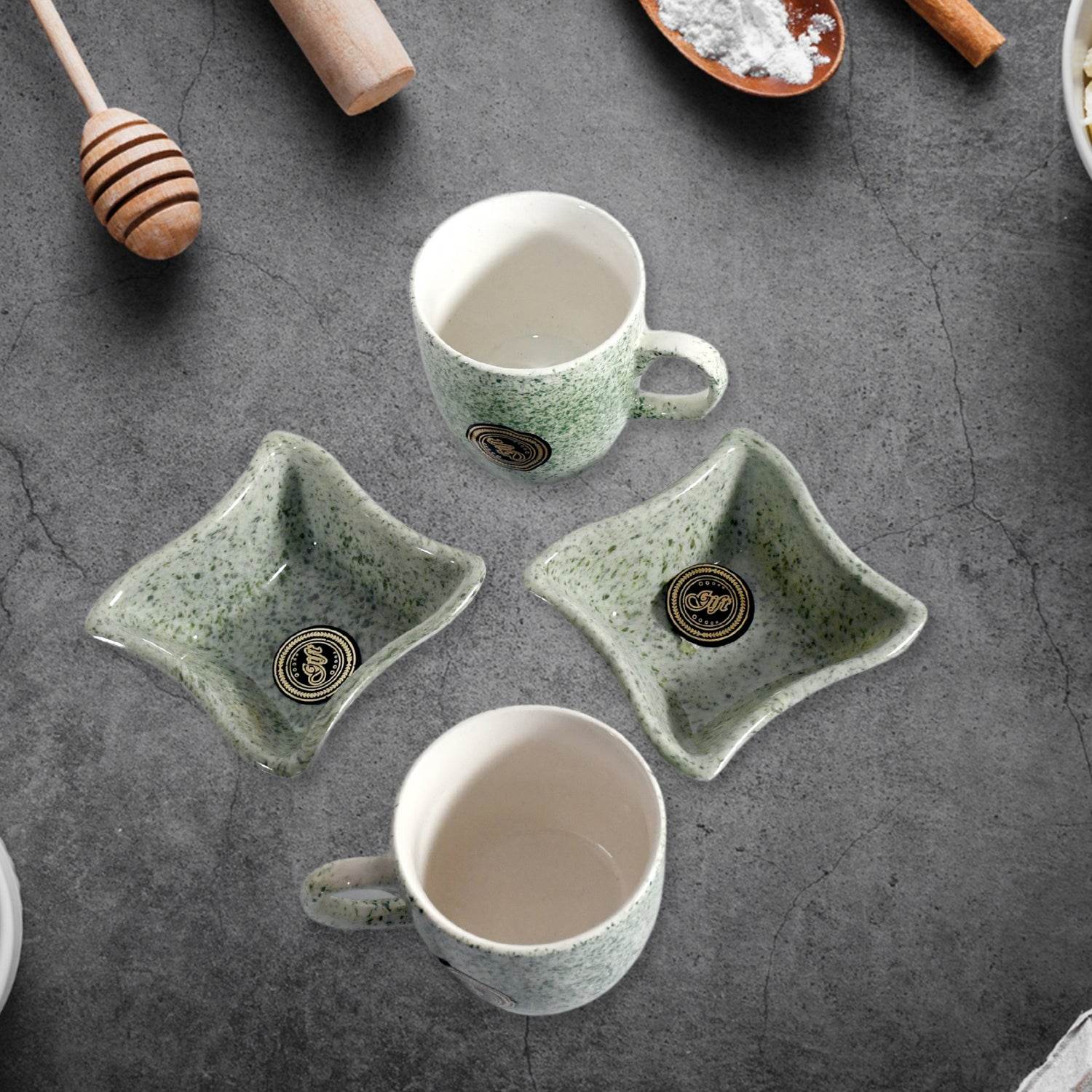 8224 Festo Ceramic Tea Cups Mug Set Including Snacks Serving Bowl Milk Cup Coffee Cup Tea Cup Breakfast Cup Drinking Mug Or Outdoor For Household Gift For Birthday Wedding Party (4 Pcs Set) - 9XShoppy