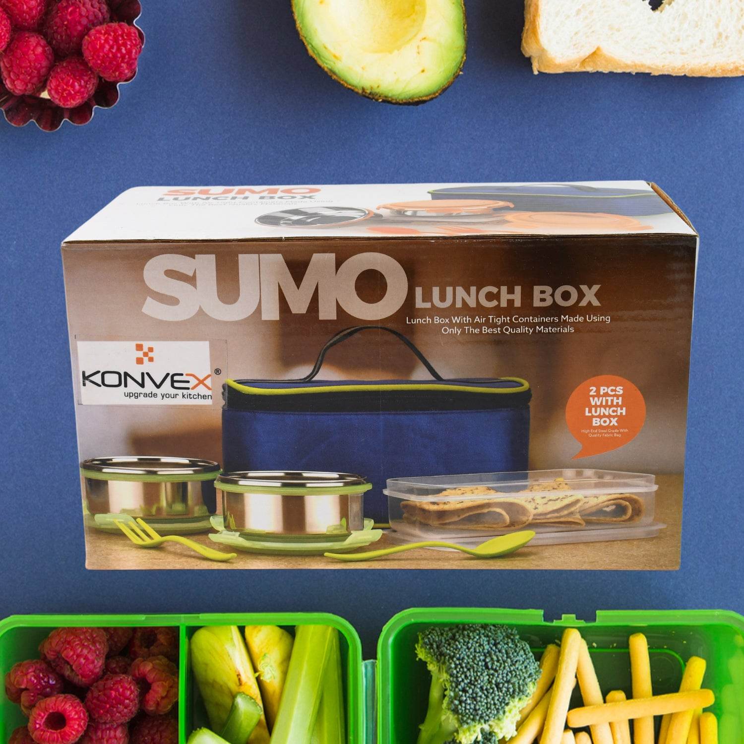 Sumo Lunch Box With Lunch Bag Plastic Lunch Box Plastic Spoon Fork (2 Pc Set With Lunch Box) - 9XShoppy