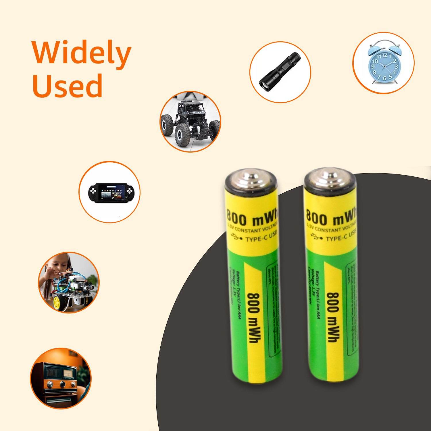 Aaa Rechargeable 800 Mwh Batteries With Recharging Cable (2 Pc Set) - 9XShoppy