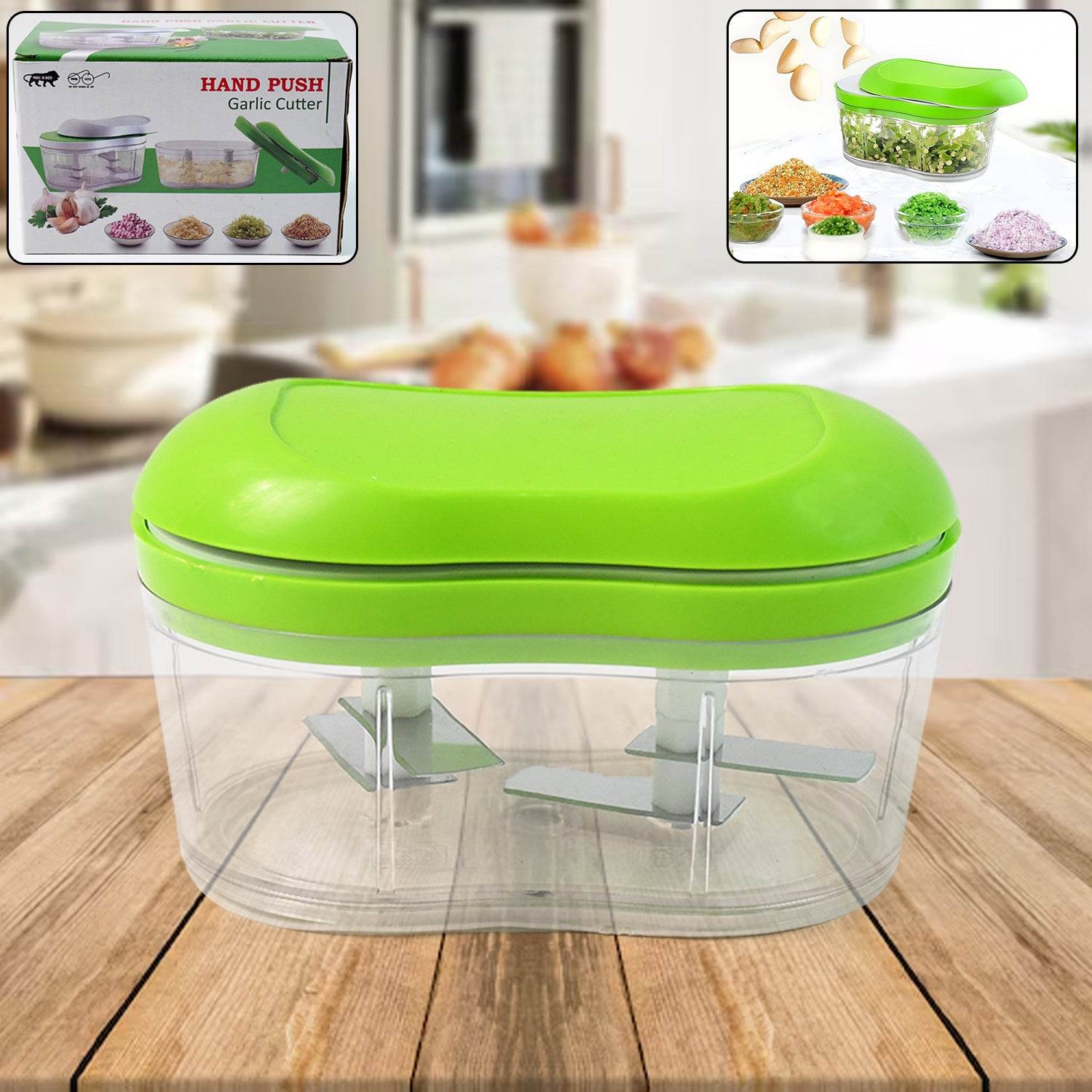 Manual Hand Push Garlic Cutter Vegetable Chopper (1 Pc) - 9XShoppy