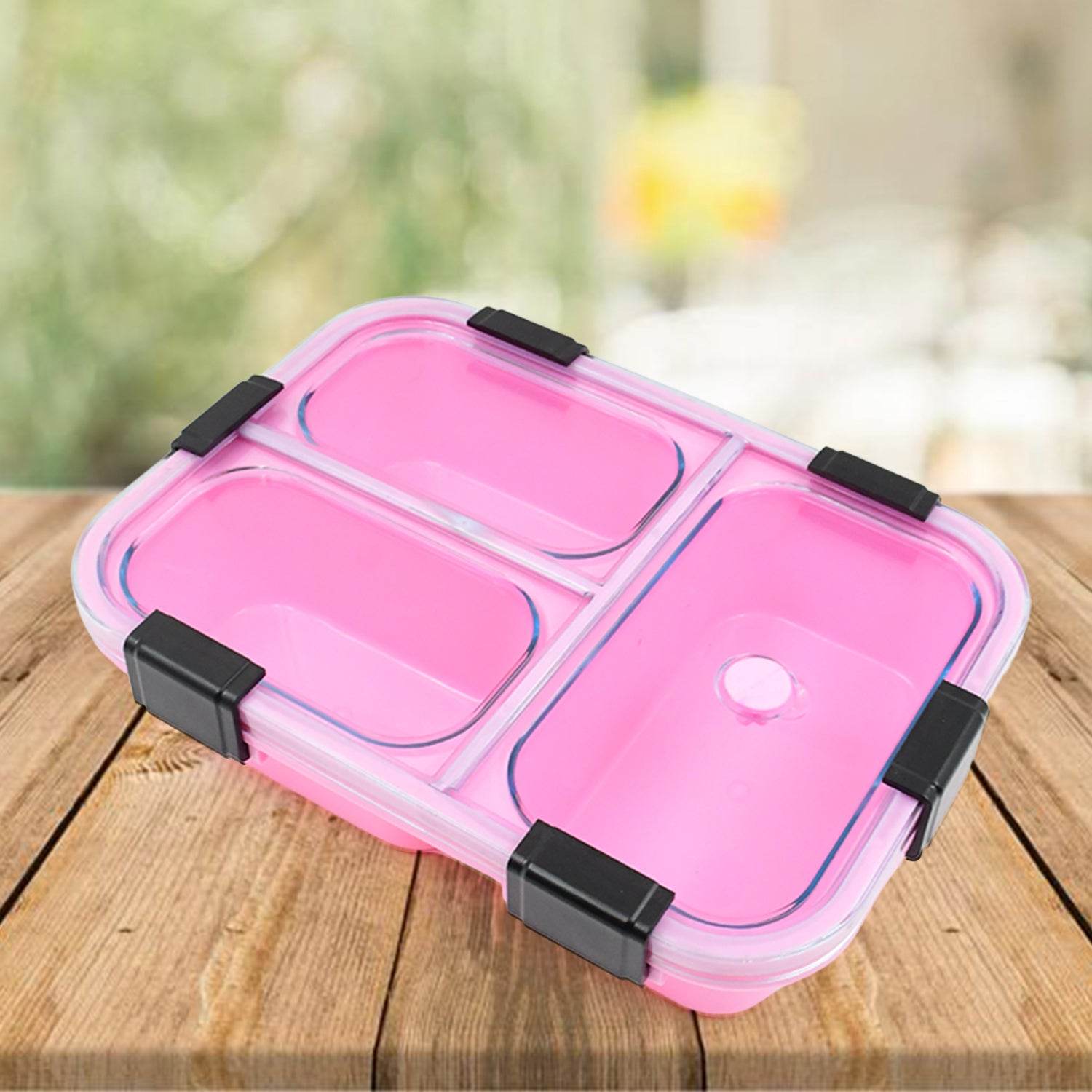 Plastic 3 Compartment Insulated Lunch Box Lunch Box (1 Pc) - 9XShoppy