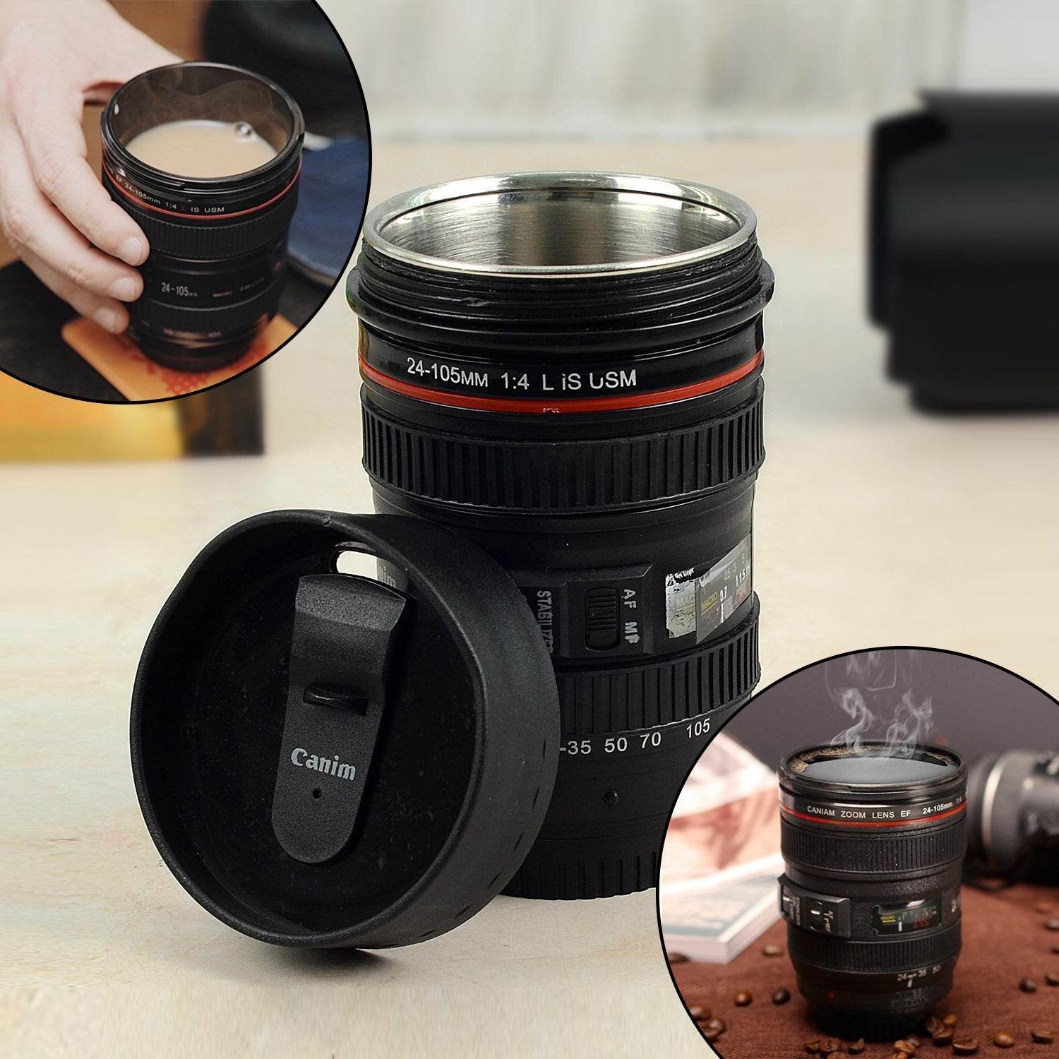 Plastic Camera Lens Stainless Steel Coffee Mug - 9XShoppy