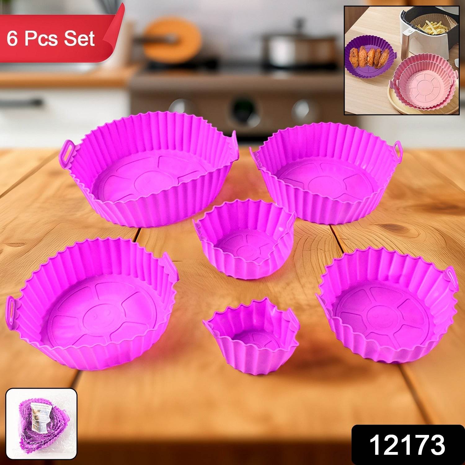 Air Fryer Reusable Silicone Pot With Handles (6 Pc Set) - 9XShoppy