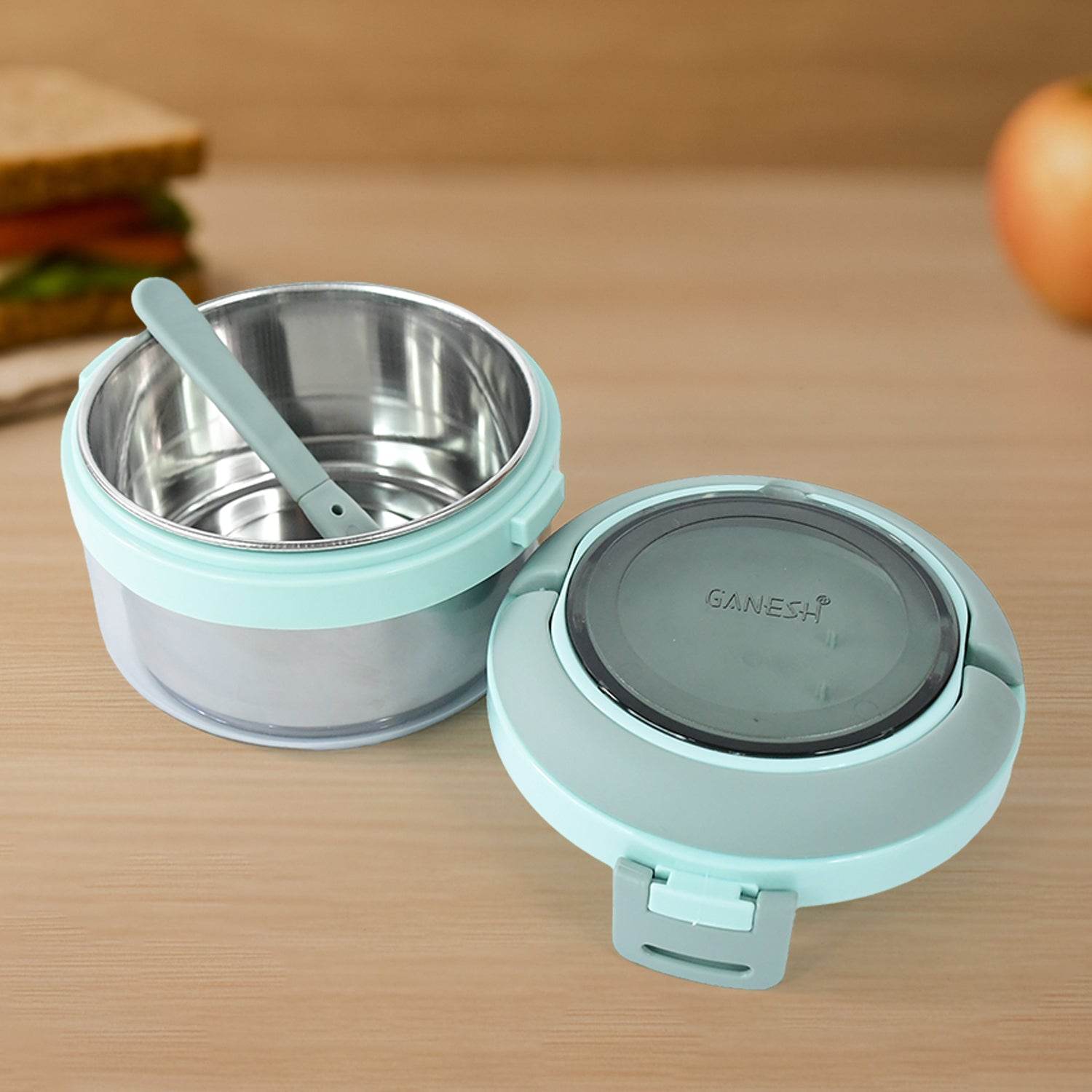 Ganesh Tiara 400ml Stainless Steel Insulated Lunch Box With Leakproof Lid Folding Spoon - 9XShoppy