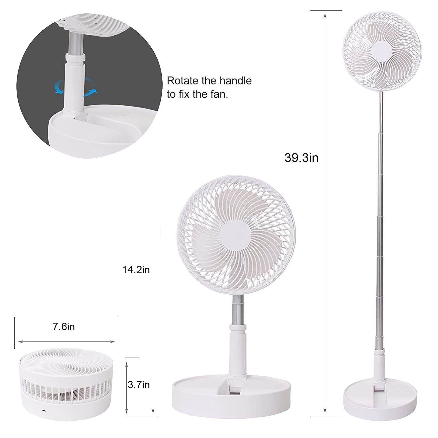 7206 Telescopic Electric Desktop Fan Height Adjustable Foldable Portable For Travelcarry Silent Table Top Personal Fan For Bedside Office Table (Battery Not Include) - 9XShoppy