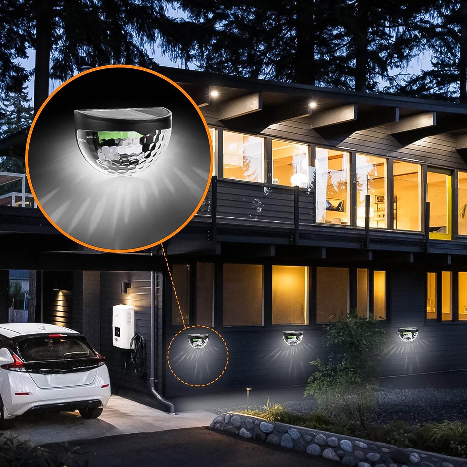 6 Led Solar Powered Wall Mount Fence Light With Honeycomb Shade Design (2 Pc Set) - 9XShoppy