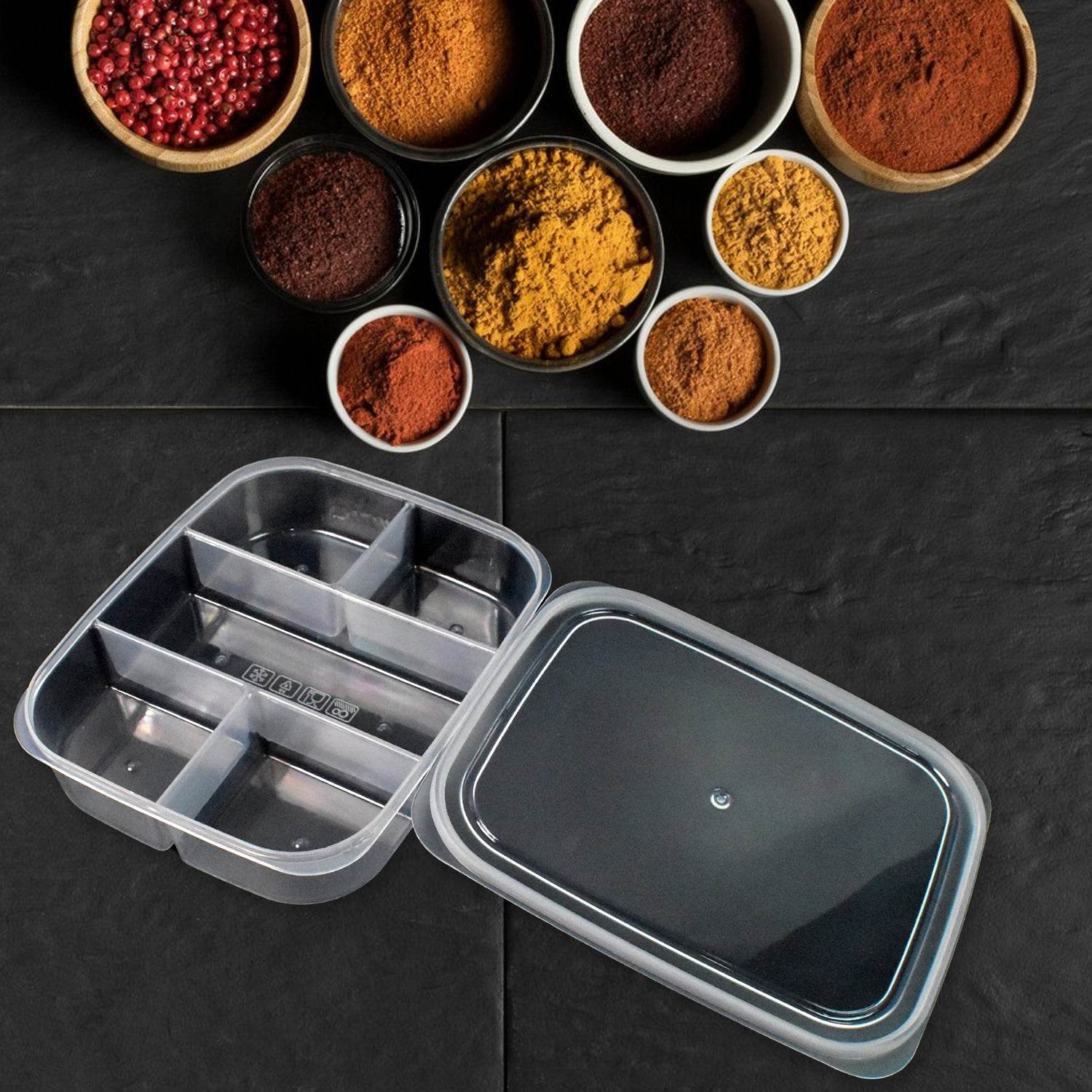 Plastic 5- Compartment Excellent Container Reusable Lunch Box (1 Pc) - 9XShoppy