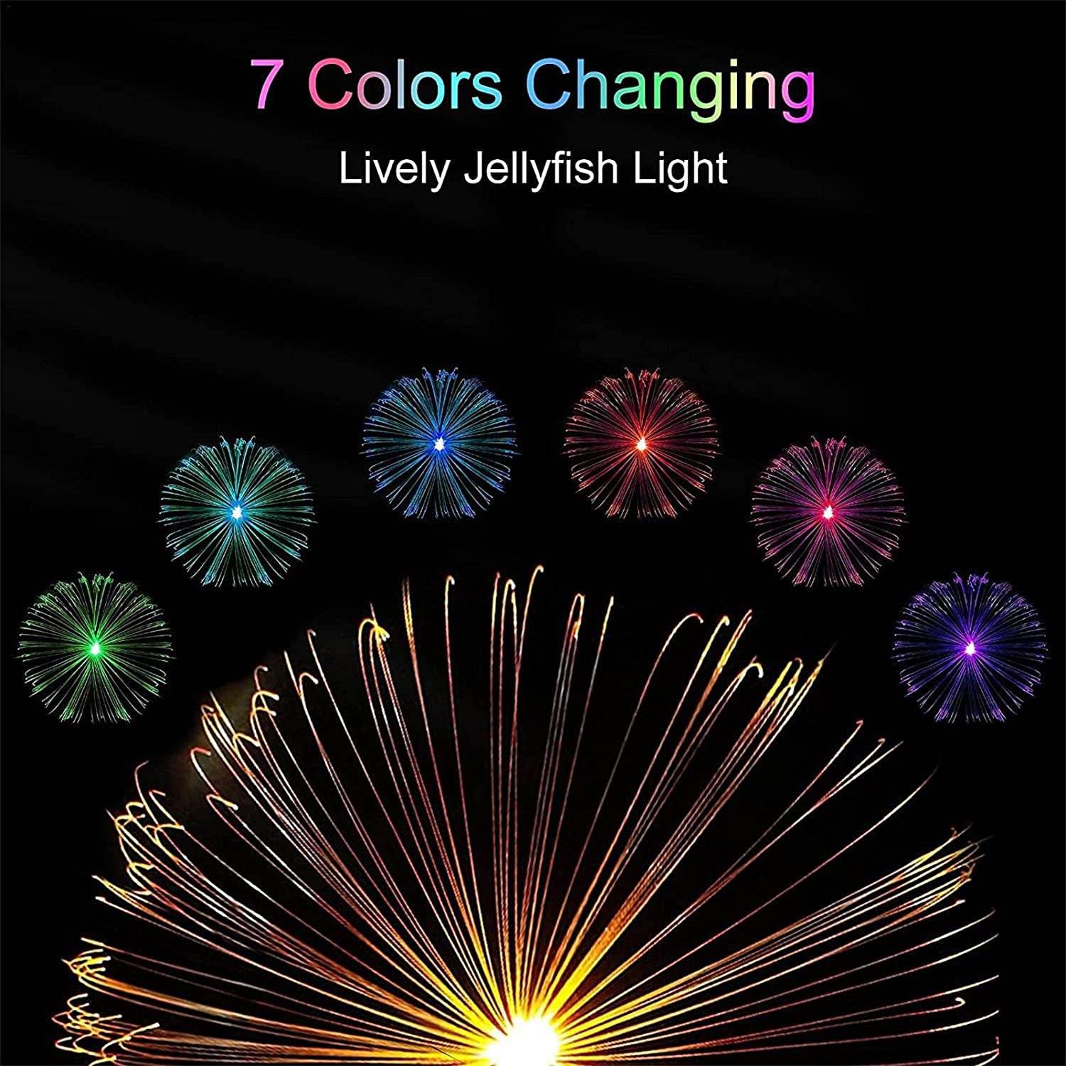 6616 2pcs Garden Solar Outdoor Lights Decorative 7 Colors Changing Rgb Light Waterproof Flower Jellyfish Firework Decor For Garden Patio Landscape Pathway Yard Holiday Decor - 9XShoppy