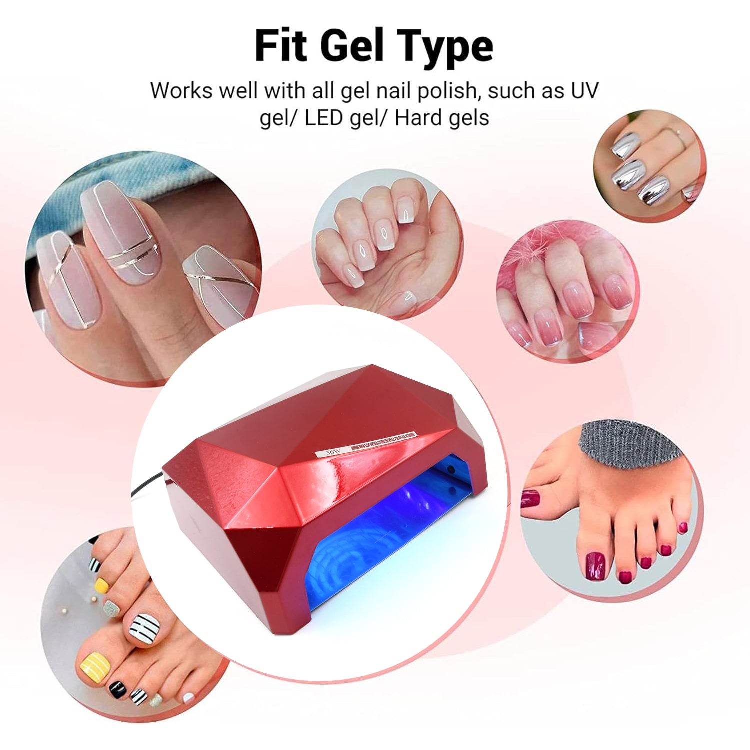 36W LED Nail Dryer – UV Gel Curing Lamp for Hands & Feet (1 Pc) - 9XShoppy