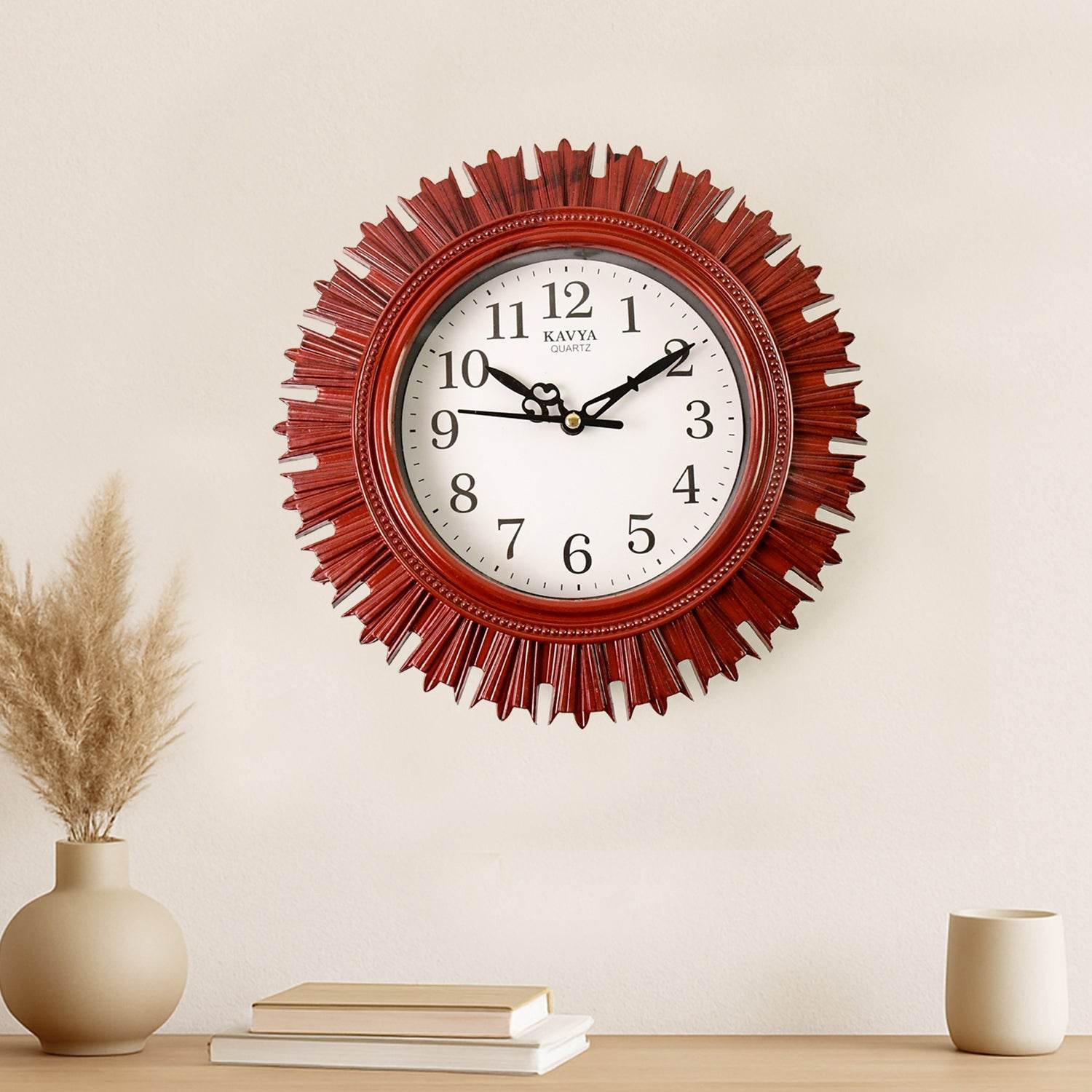 4918 Wooden Look Designer Wall Clock Plastic Decorative Latest Wall Clock Battery Operated Round Easy To Read For Roomhomekitchenbedroomofficeschool - 9XShoppy