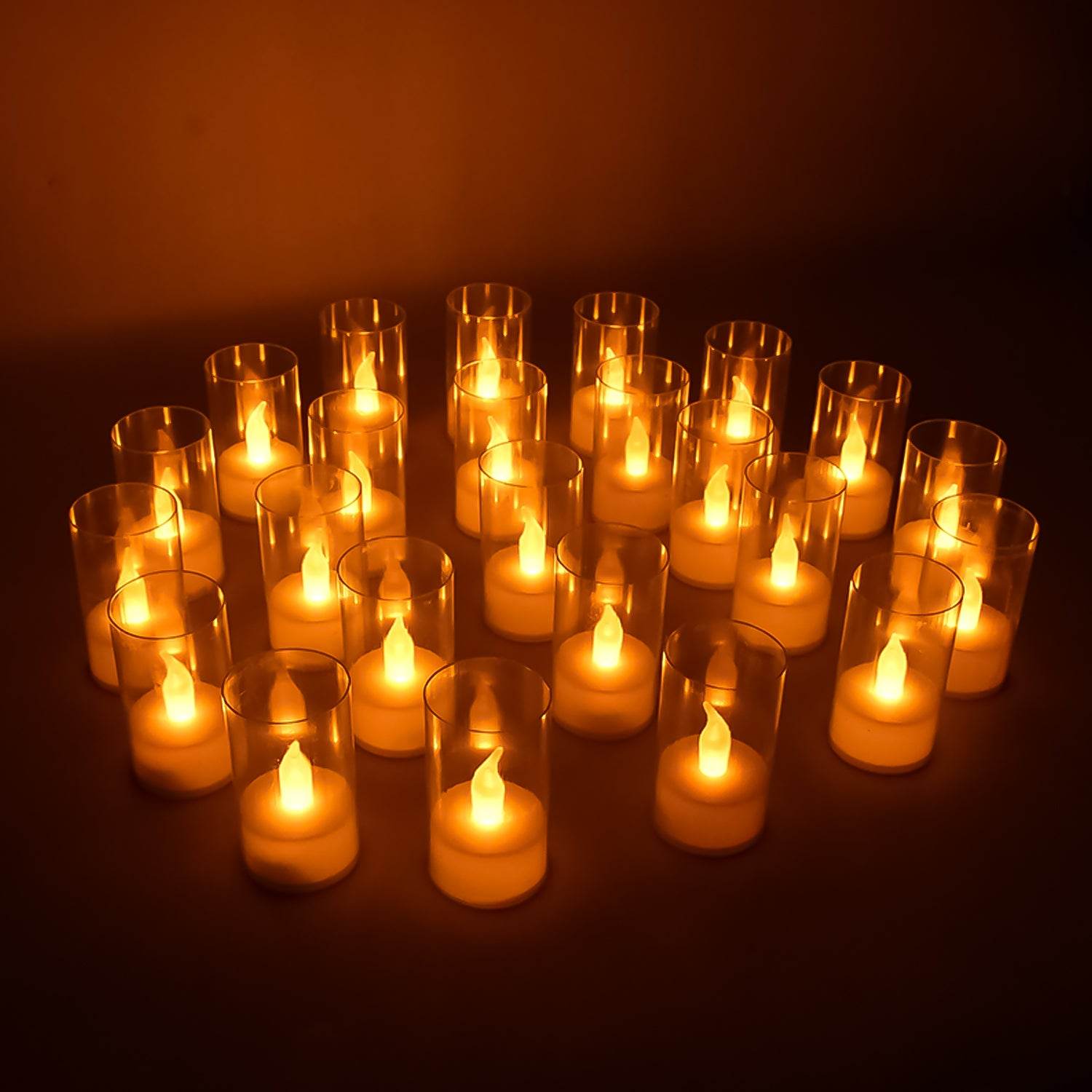 Flameless Candles With Transparent Plastic Covers Set Of 24 Pcs Led - 9XShoppy