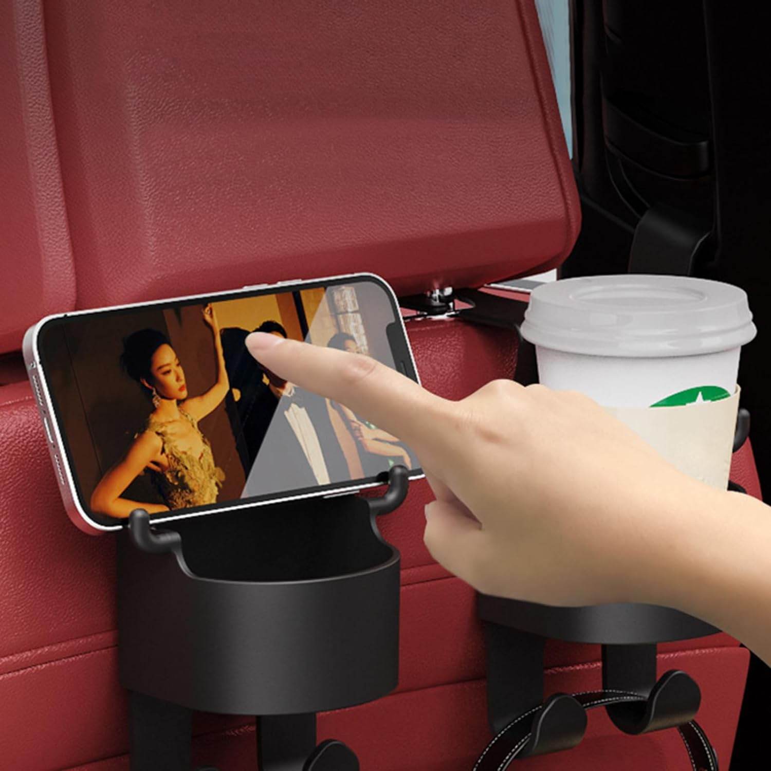 8548 Car Headrest Backseat Organizer 3 In 1 Automotive Cell Phone Drink Cupholder Adapter With Headrest Hooks For Kids And Adults Multifunctional Storage For Car Travel Accessories - 9XShoppy