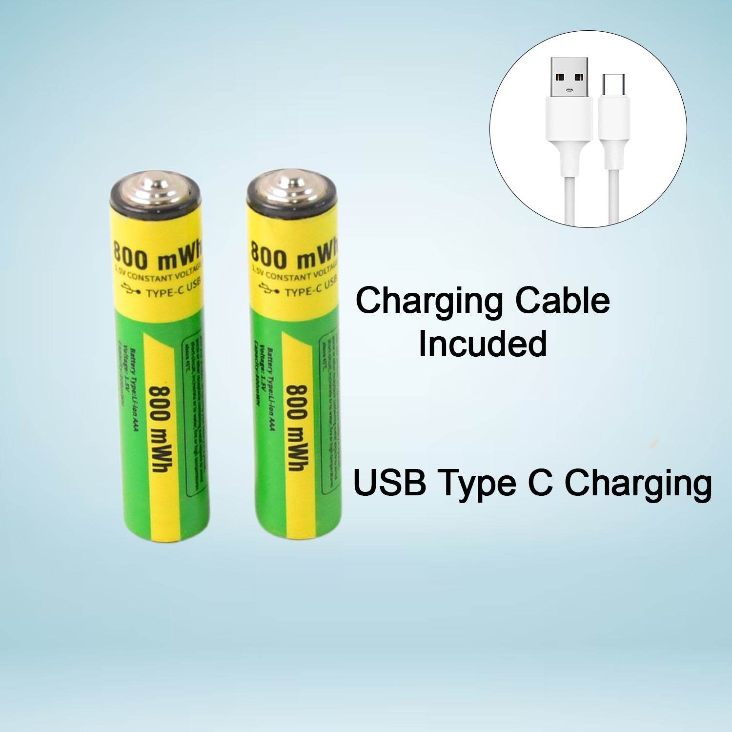 Aaa Rechargeable 800 Mwh Batteries With Recharging Cable (2 Pc Set) - 9XShoppy