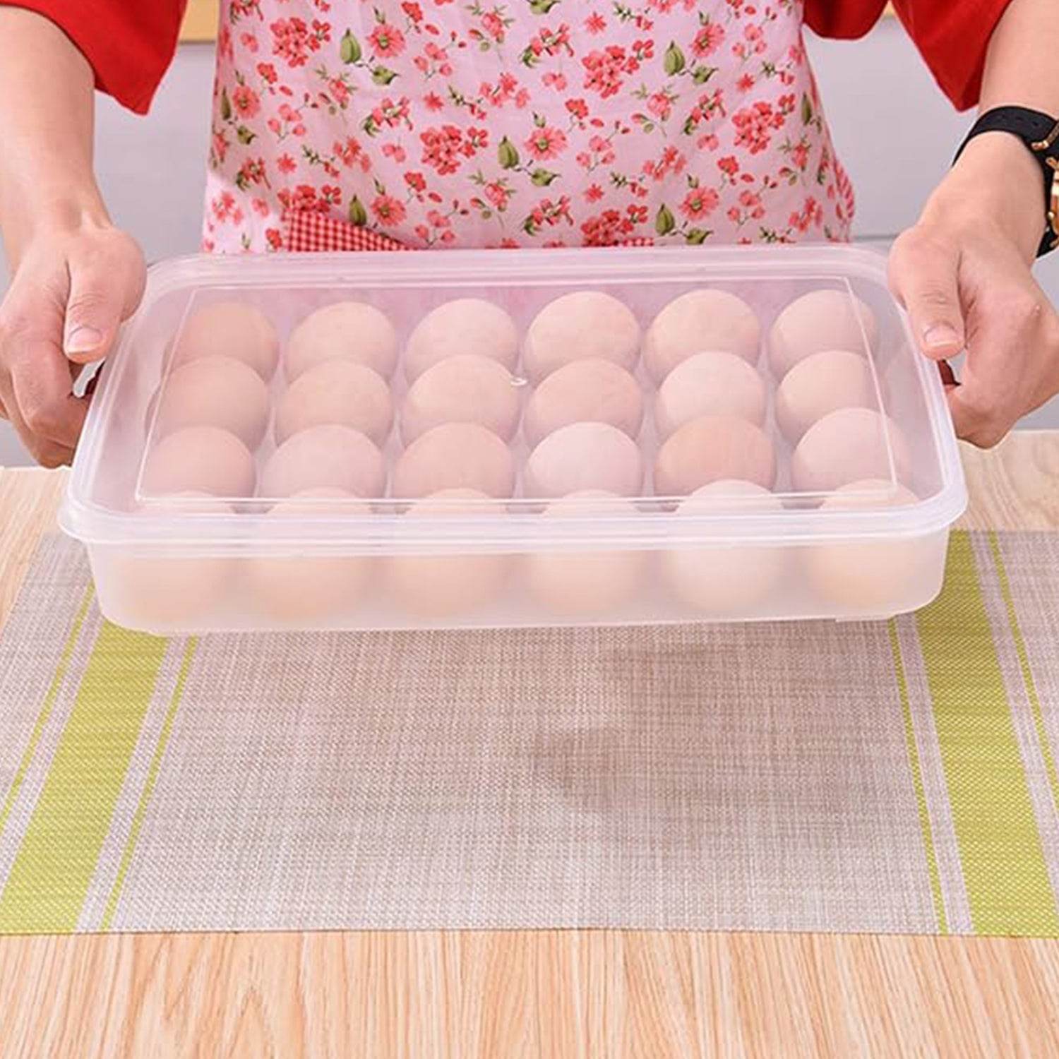 Plastic Egg Storage Container Holder For Refrigerator Egg Tray Holds 24 Eggs (1 Pc) - 9XShoppy
