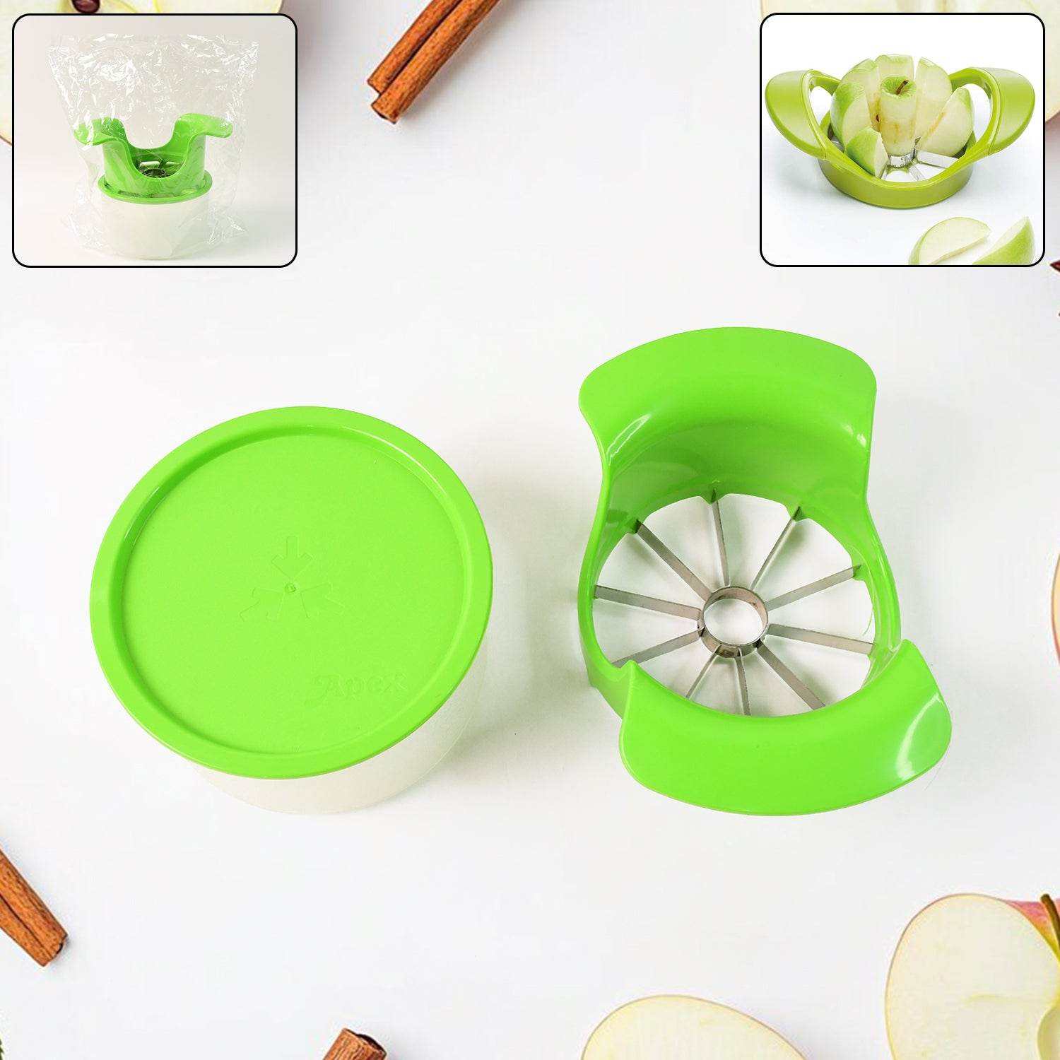 Apex Apple Cutter With Container Unbreakable Abs Body Stainless Steel Blades - 9XShoppy