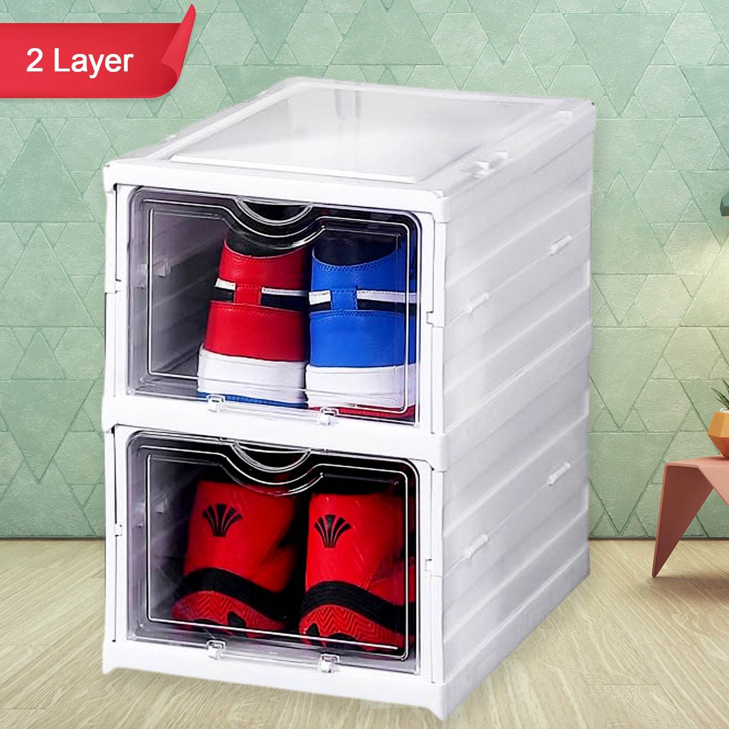 Stackable Multifunctional Storage For Clothes Foldable Drawer Shelf Basket Utility Cart Rack Storage Organizer Cart For Kitchen Pantry Closet Bedroom Bathroom Laundry (2 Layer 1 Pc) - 9XShoppy