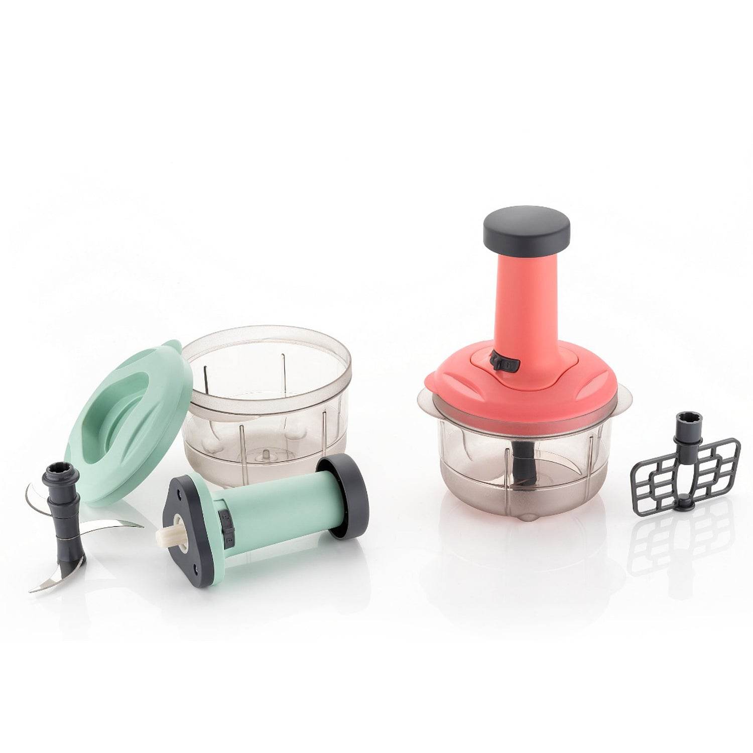 5102 2in1 Push Chopper 800ml Stainless Steel Blade Quick Powerful Manual Hand Held Food Chopper To Chop Cut Fruits Vegetables Herbs Onions For Salsa Salad - 9XShoppy
